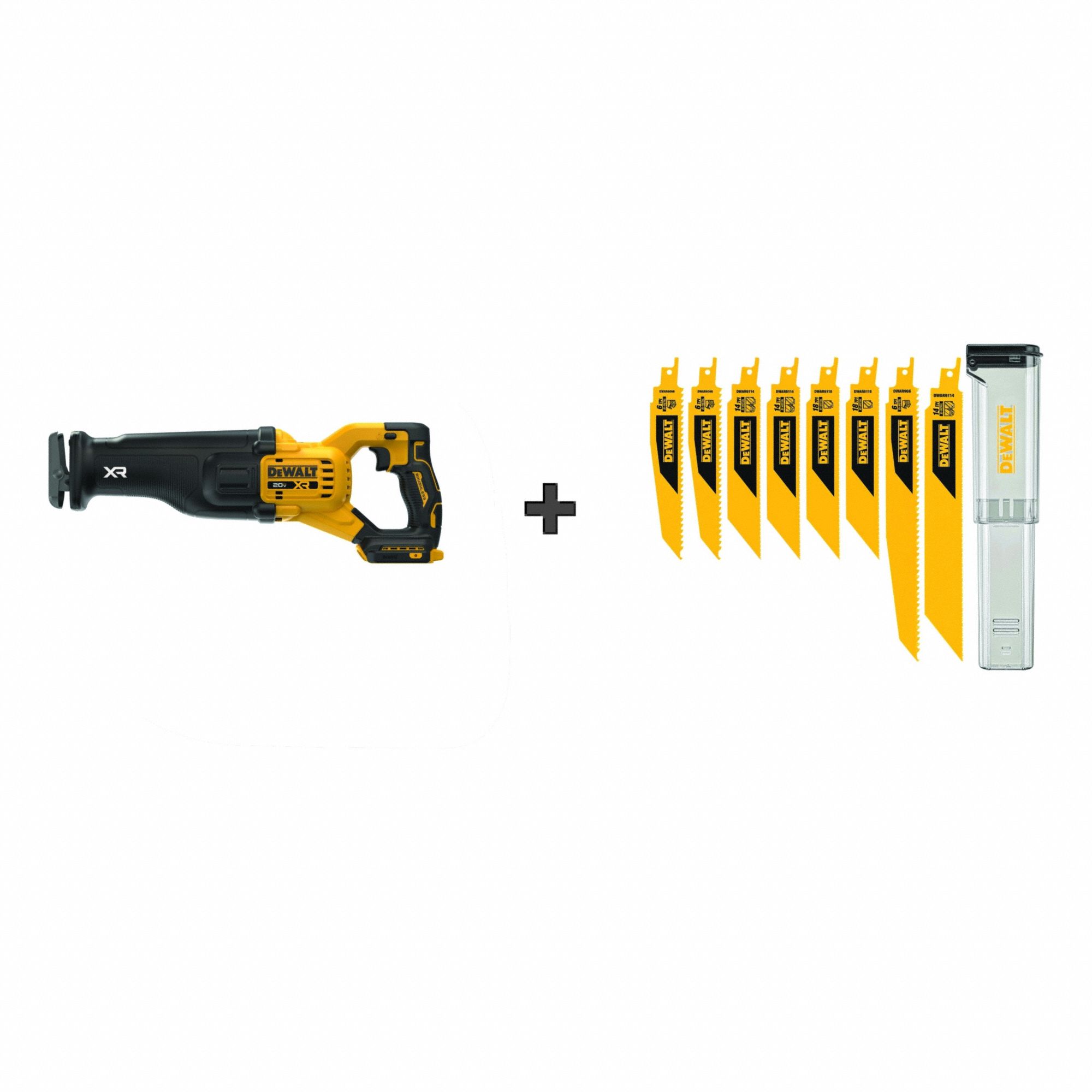 Reciprocating Saw Kit: Tool Only , Blade Set, 1 1/8 in Stroke Lg, Straight, Brushless