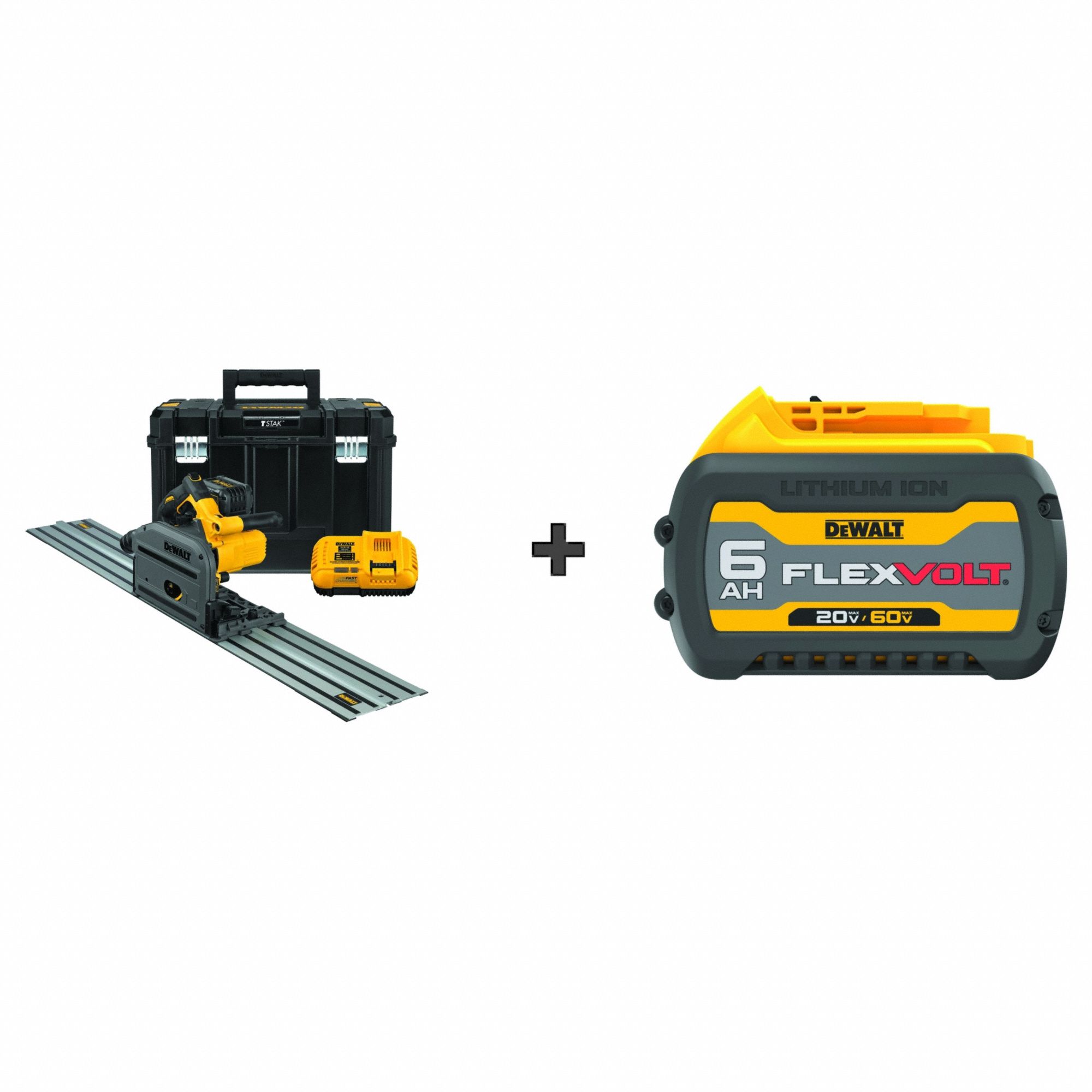 6 1 2 in Blade Dia. 2 1 8 in Max. Cutting Dp 0 Deg. Cordless Track Saw Kit w BONUS BATTERY 390FF4 DCS520ST1 DCB606 Grainger