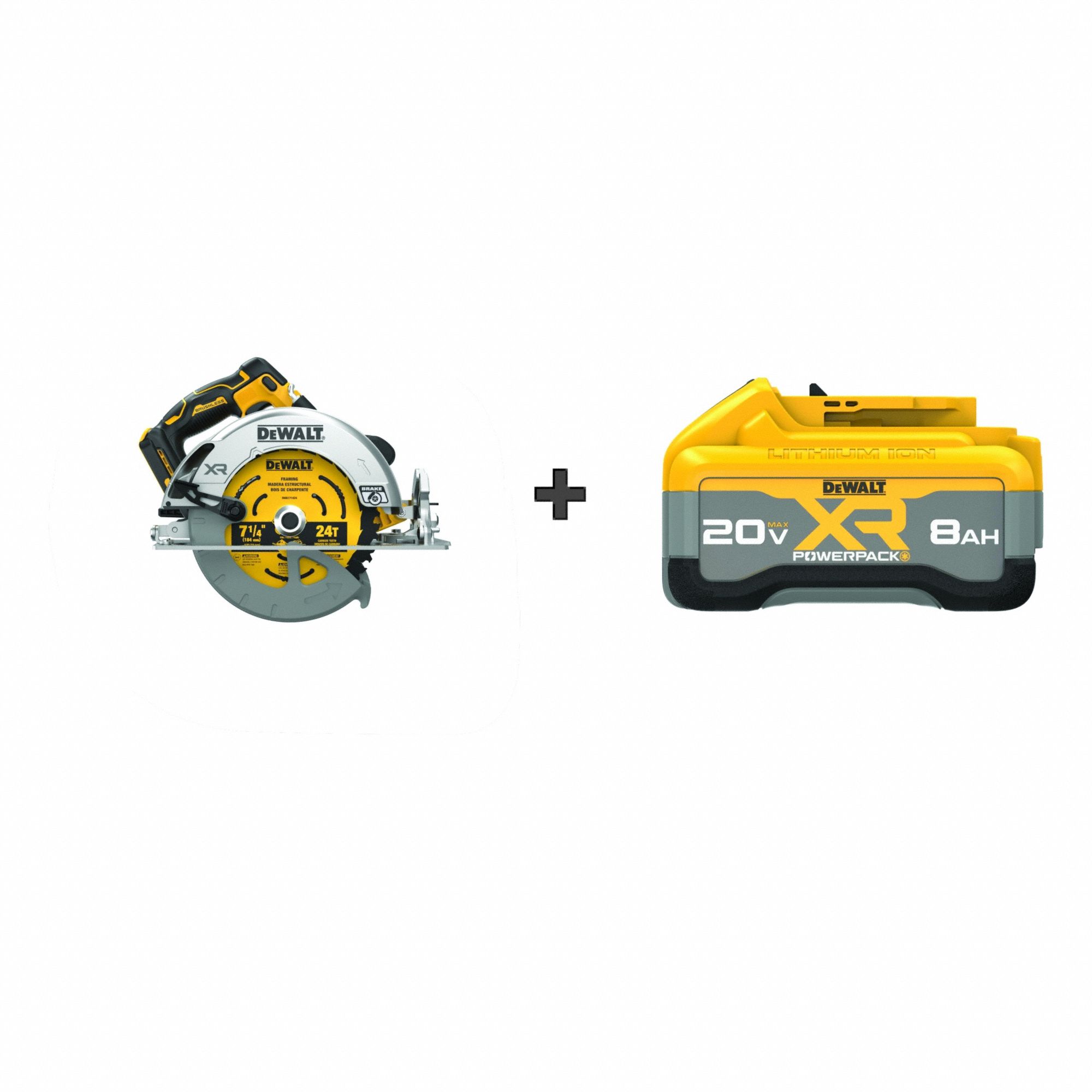Circular Saw Kit: 7 1/4 in Blade Dia., Right, 2 9/16 in Max. Cutting Dp @ 0 Deg., 0°to 57°