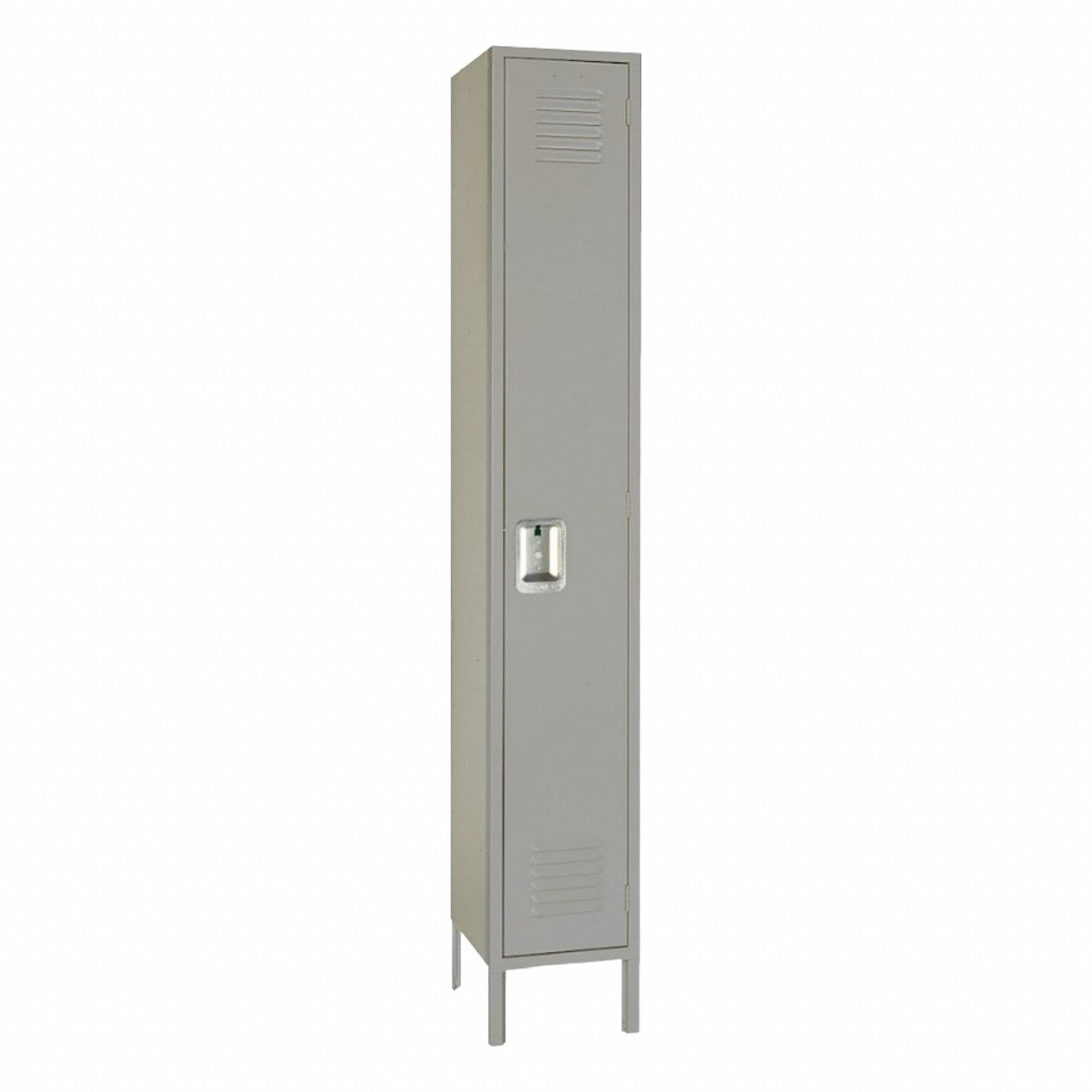 Wardrobe Locker: 12 in x 18 in x 66 in, Louvered, 1 Tiers, 1 Units Wide, Padlock Hasp, Gray