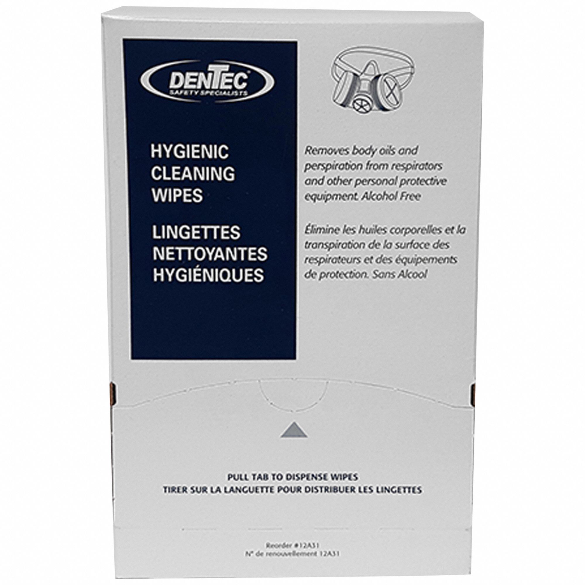 RESPIRATOR & HYGIENIC CLEANING WIPE, ALCOHOL-FREE, PAPER, BLUE/ 5 X 8 IN, 100/BOX