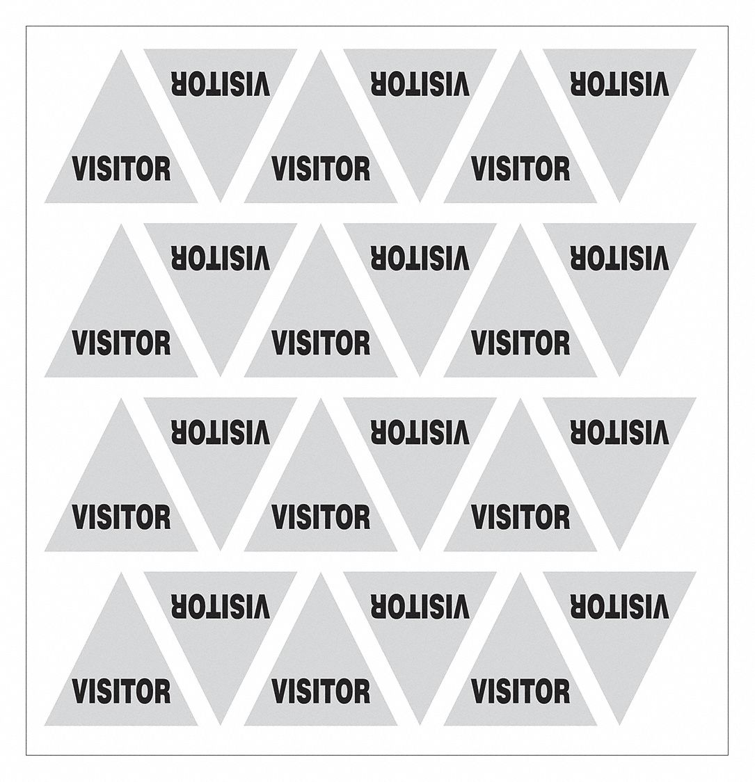 HARD HAT LABEL, VISITOR, TRIANGLE, SELF-ADHESIVE, REFLECTIVE SILVER/BLACK, 2 IN W, PK 24