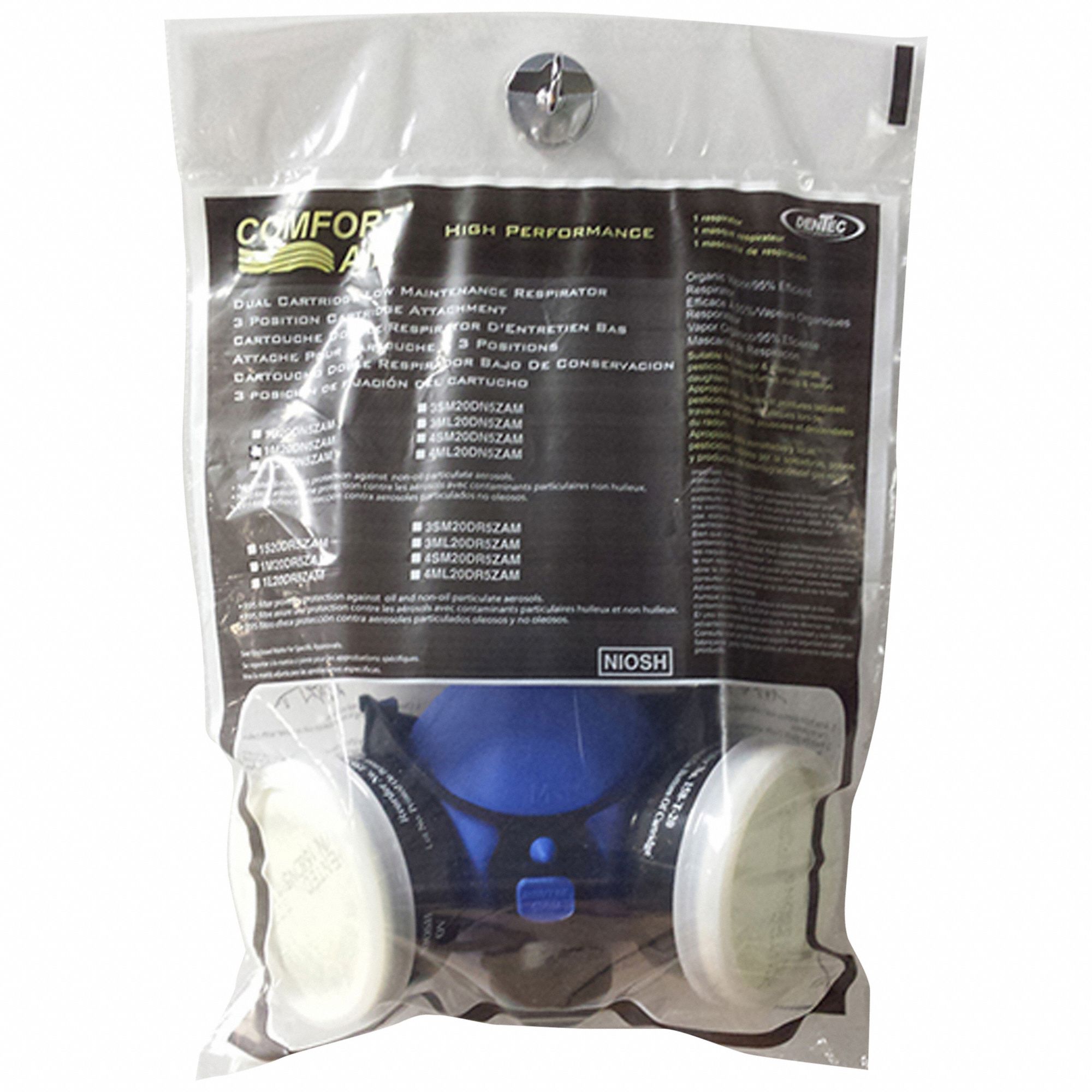 RESPIRATEUR DEMI-MASQUE, RÉUTILISABLE, SILICONE/NYLON/ÉLASTIQUE, L, FILETÉ, N95/OV, NIOSH
