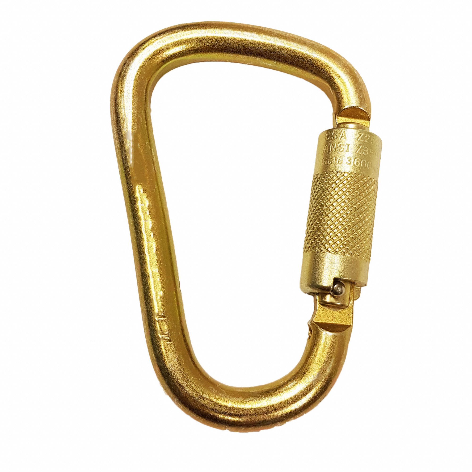 CARABINER,GOLD,1 1/6 IN GATE OPENING