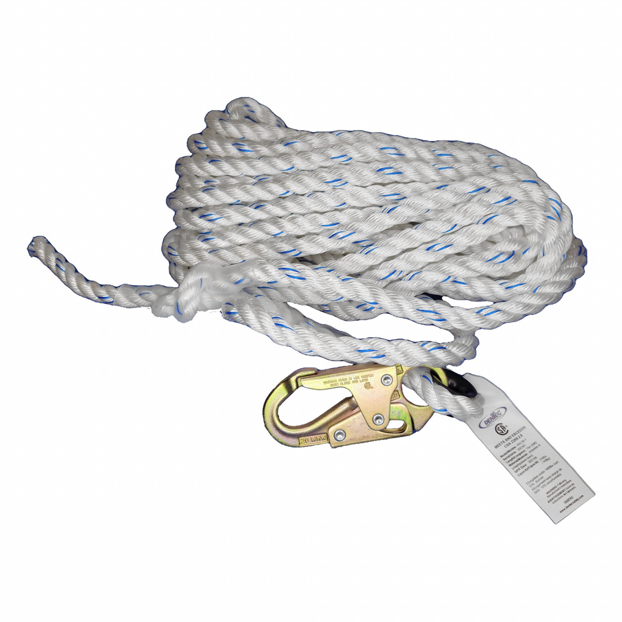 VERTICAL LIFELINE,WHITE,25 FT LIFELINE L