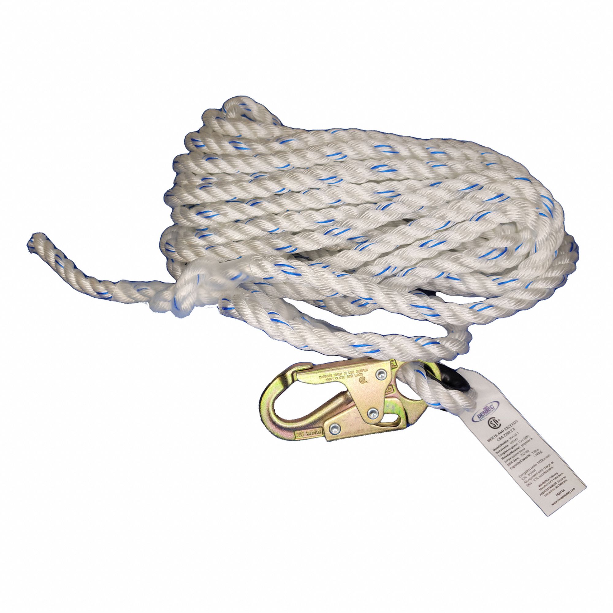 VERTICAL LIFELINE,WHITE,50 FT LIFELINE L