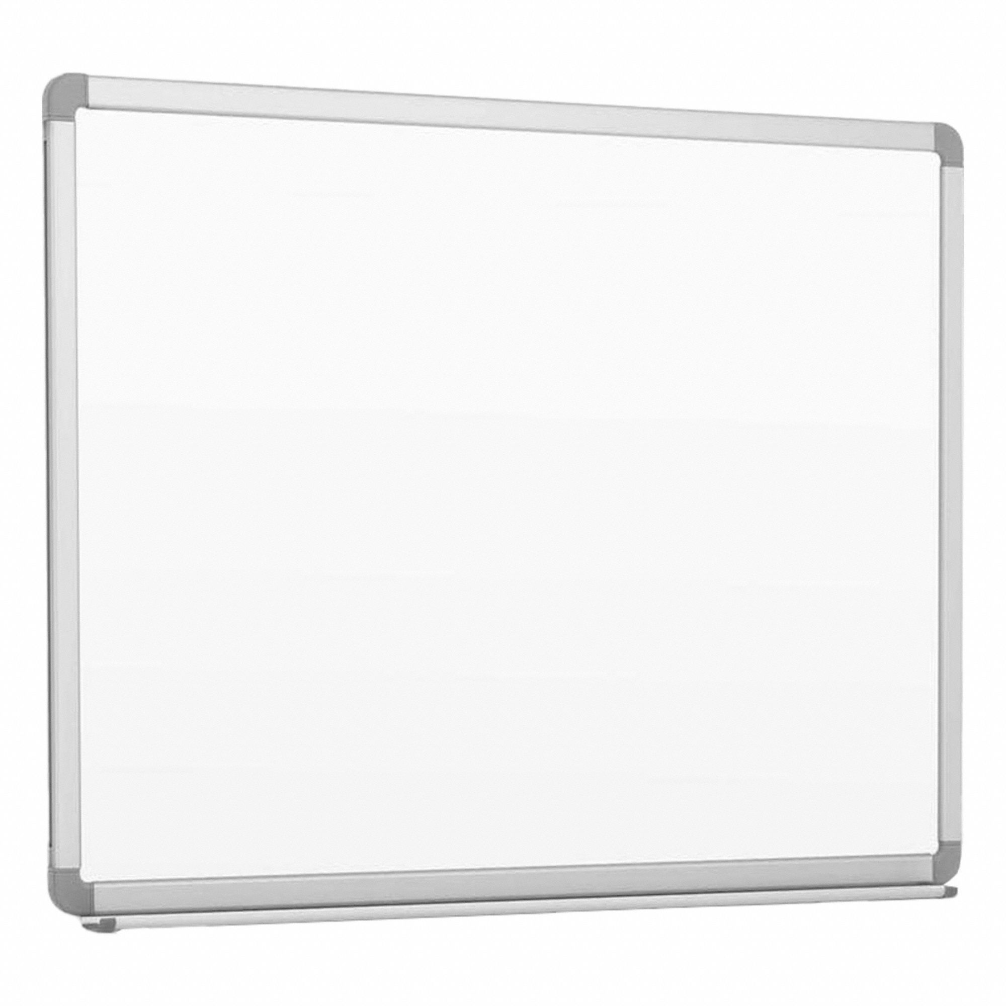 Dry Erase Board: Porcelain, Framed Style, Aluminum Frame, 23 5/8 in Overall Ht, White