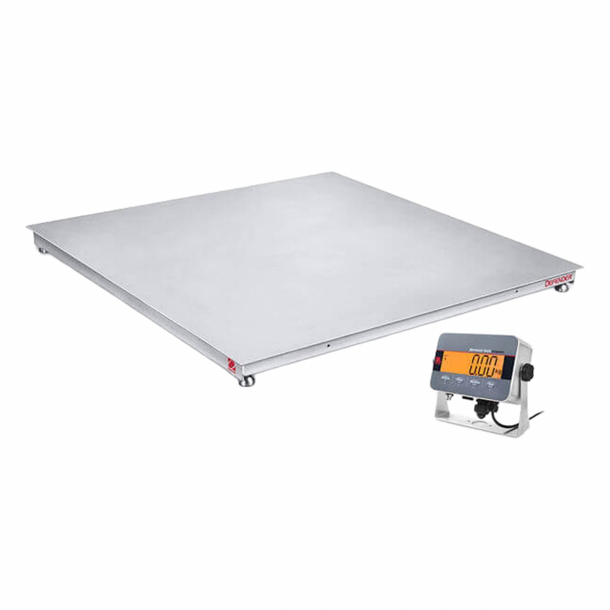 OHAUS Floor Scale: 2,500 lb Wt Capacity - Imperial, 0.5 lb/0.2 kg Readability, Floor Scale (MPN i-DF33XW2500C1R). Key specifications — Weighing Units: metric ton; Platform Material: Stainless Steel; Connection Ports: Ethernet; Brand: OHAUS; Series: Defender™ 3000; Readability: 0.5 lb/0.2 kg.