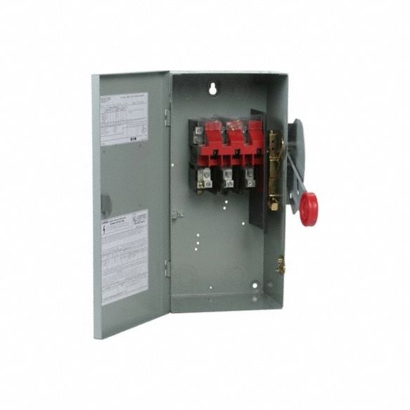 Safety Switch: Non-Fusible, 60 A, Three Phase, 600V AC, Galvanized Steel, Indoor