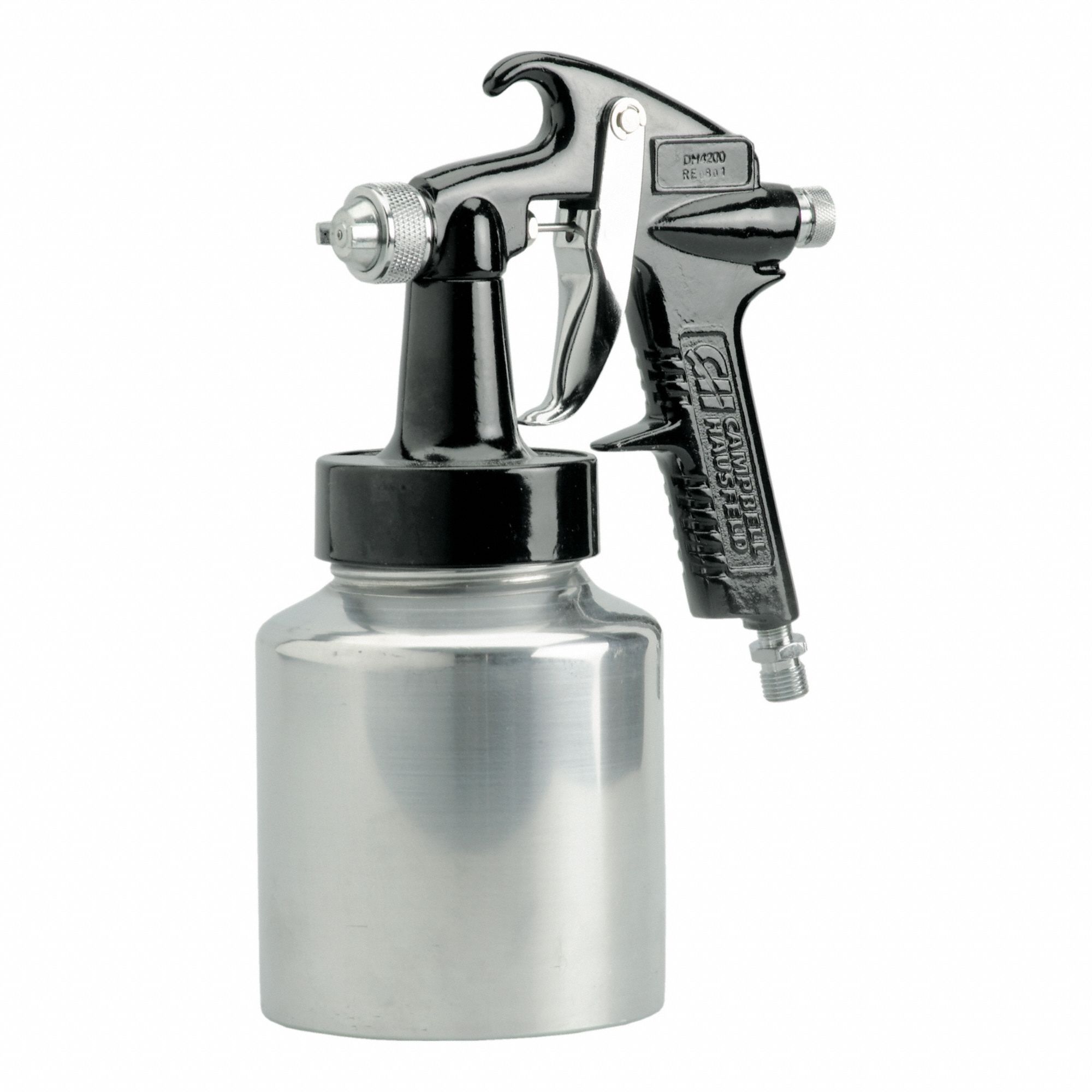 Spray Gun: Conventional, 6 1/2 in to 6 1/2 in, 1/4 in Air Inlet Size, Paints, NPS