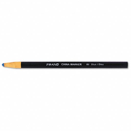 DIXON China Marker: Grease Pencil, 1/4 in Tip Wd, Bullet, White, Wax, Not  Refillable, White, 12 PK