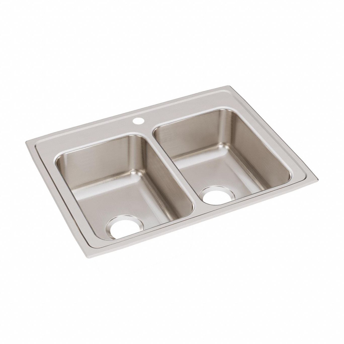 Bowl Drop-In Sink: 29 in Overall Lg, 22 in Overall Wd, 7 5/8 in Bowl Dp, 2 Bowls