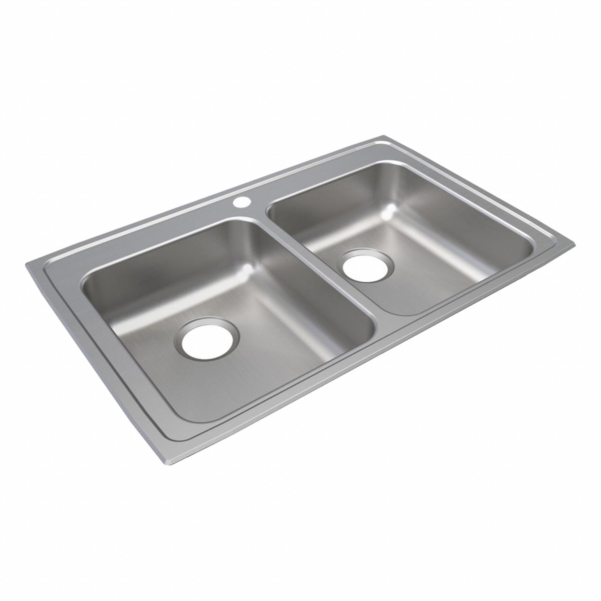 Bowl Drop-In Sink: 33 in Overall Lg, 21 1/4 in Overall Wd, 4 1/2 in Bowl Dp