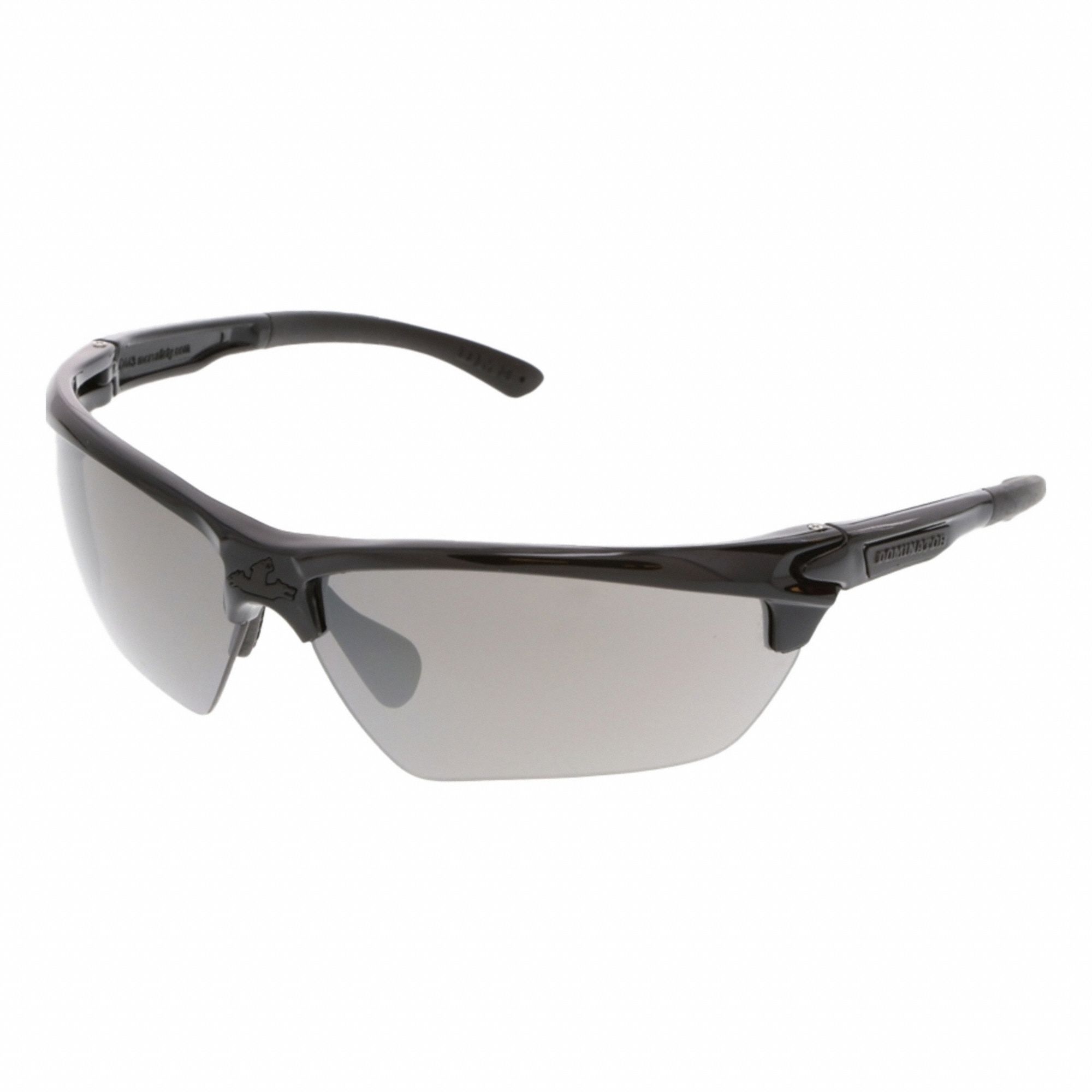Safety Glasses: Black Lens, Half-Frame, MAX36 Dual Coating/Mirrored, Black Frame, 1 PR