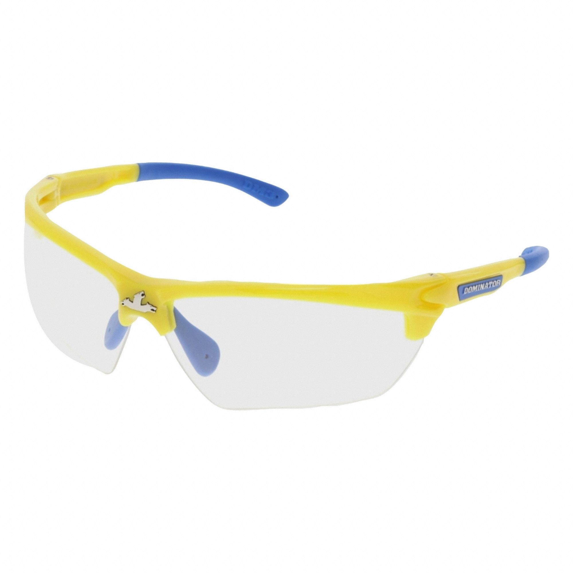 Safety Glasses: Clear Lens, Half-Frame, Anti-Fog, Yellow Frame, DM3 Series, 1 PR