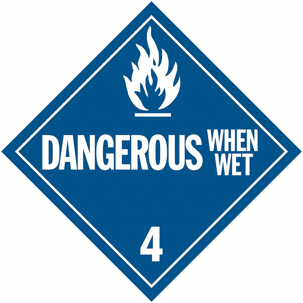 DOT Container Placard: Dangerous When Wet, 10 3/4 in x 10 3/4 in, Placard, 10 PK