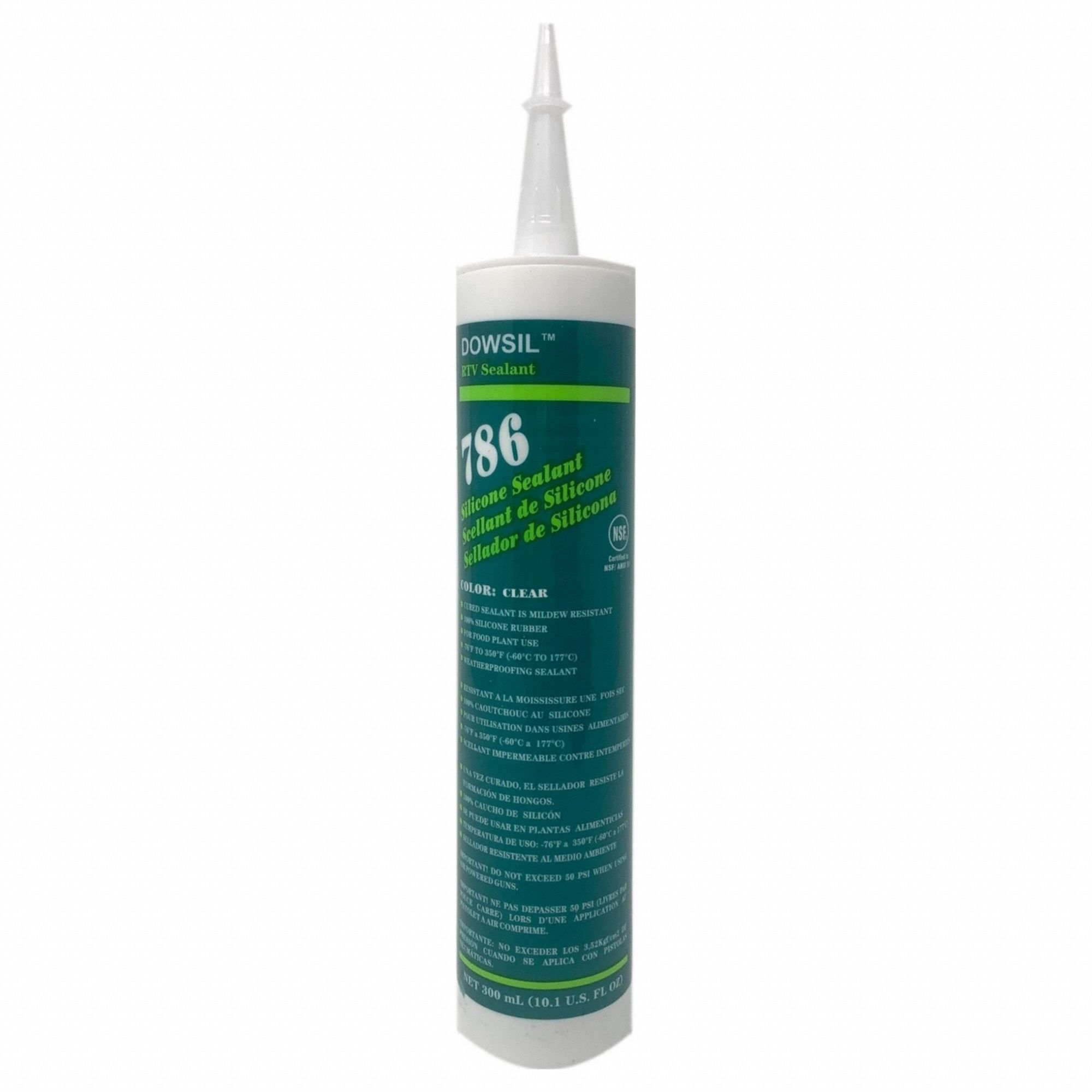 SILICONE SEALANT, 786, CLEAR, 10 OZ, CARTRIDGE, 301% TO 500% ELONGATION  RANGE