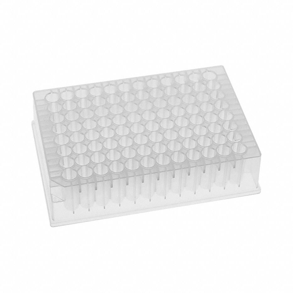 MTC BIO Well Plate: Non-Sterile, 96 Wells, 1.1 mL, 6.3 mm Dia, RNase/DNase Free, Round, Polystyrene (MPN DP12UR-9-GC10). Key specifications — Brand: MTC BIO; Body Color: Colorless; RNase/DNase Free: Yes; Well Shape: Round; Material: Polystyrene.