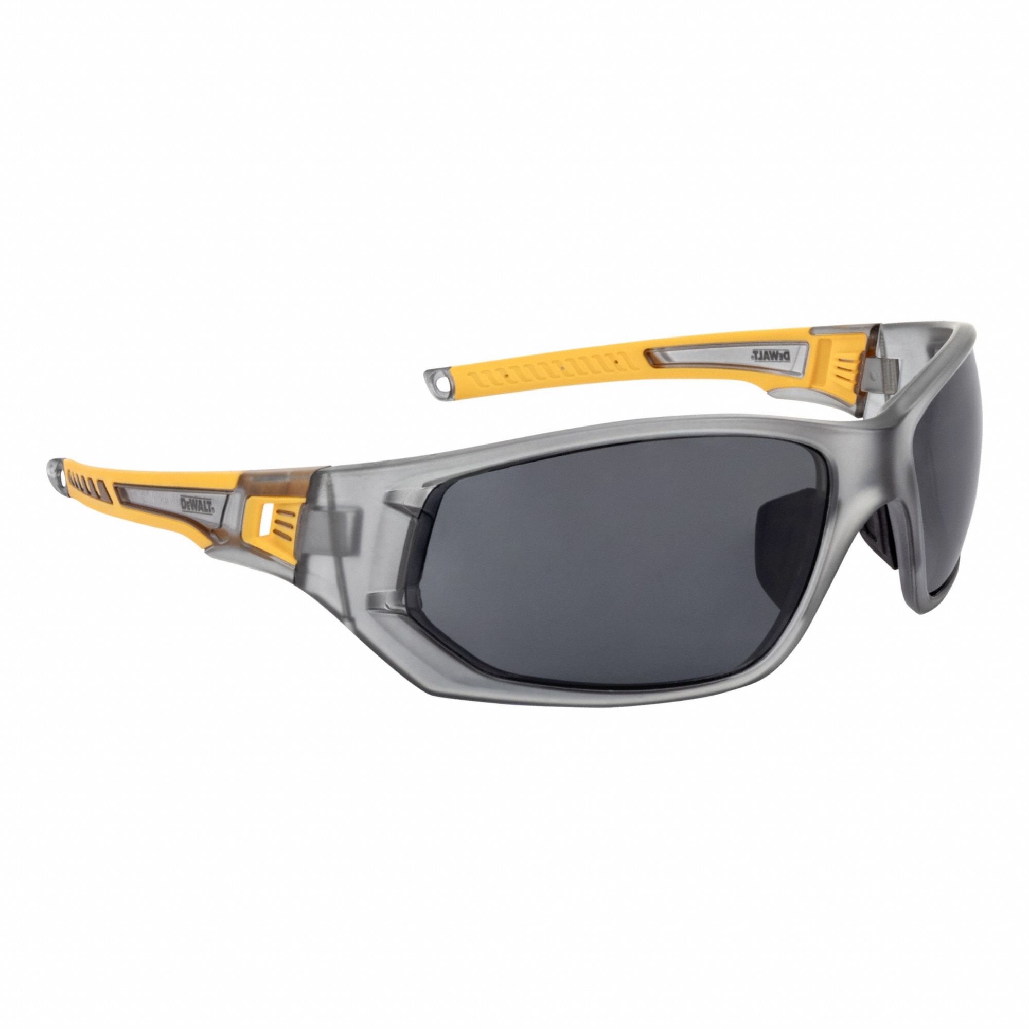 Safety Glasses: Smoke Lens, Full-Frame, Gray/Yellow Frame, Miter(TM) Series