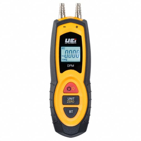 Digital Manometer: -80 in wg to 80 in wg, Backlit LCD, 4 mm Hose Barb