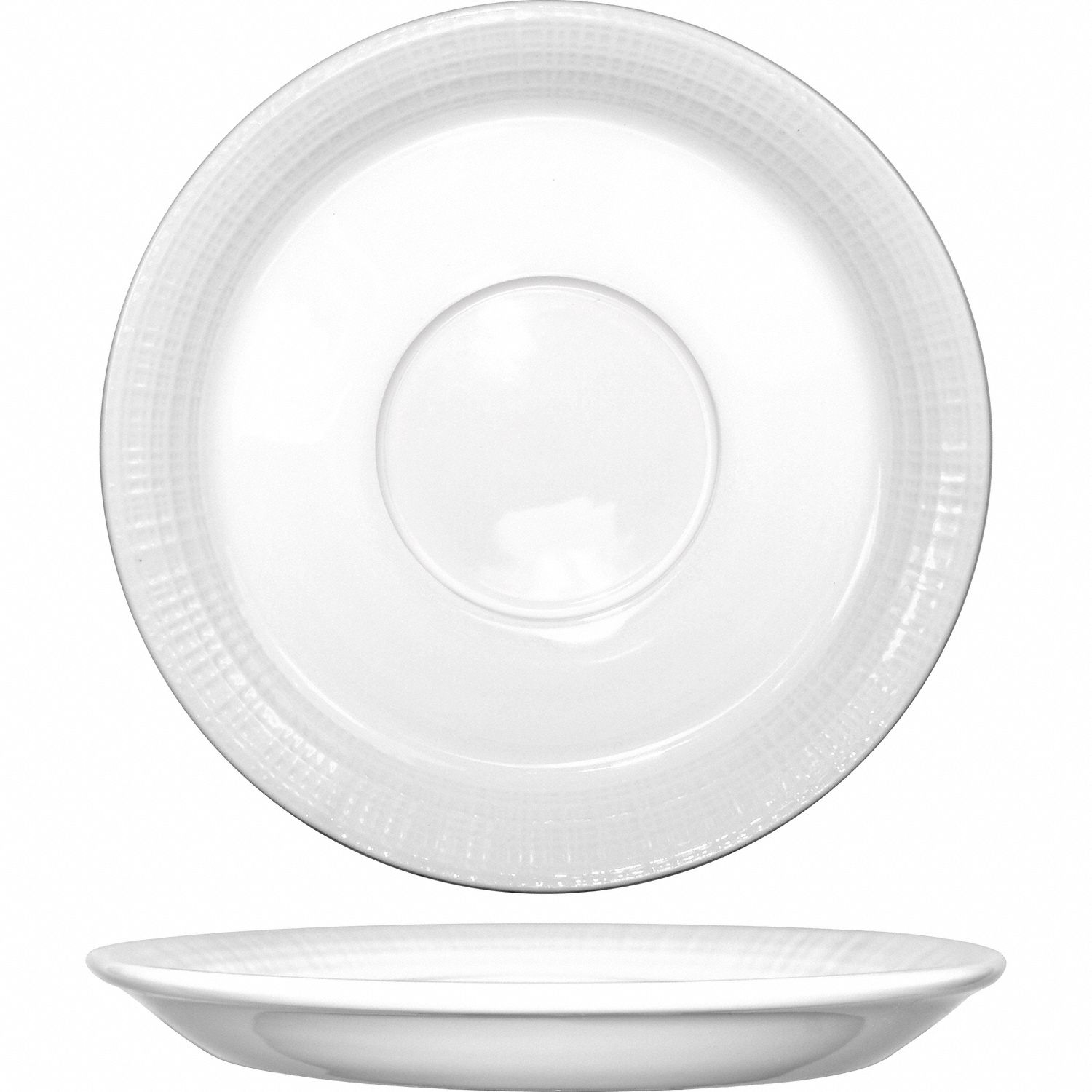 Saucer: Dresden, Bright White, Porcelain, 4 3/4 in Dia