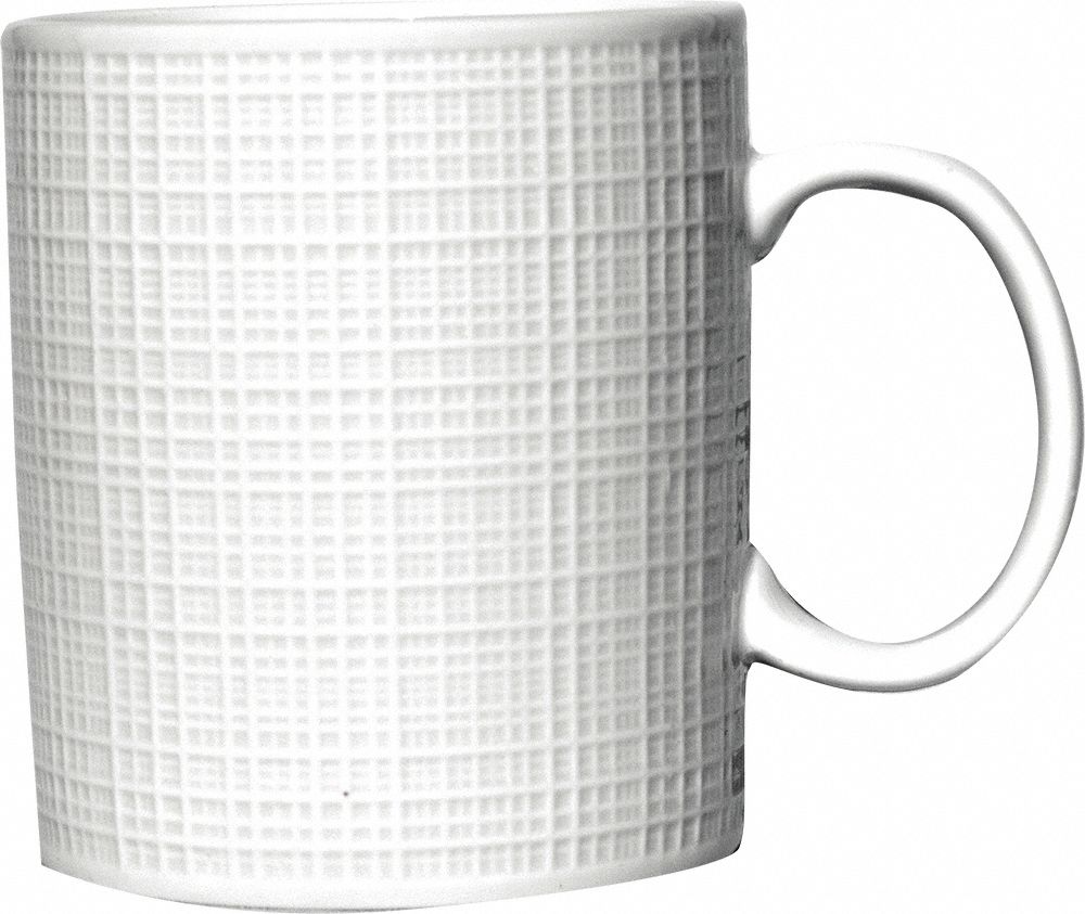 Porcelain BW C-Handle Mug, 11oz, PK24: 11 fl oz Capacity, Porcelain, Bright White, 3 1/8 in Dia