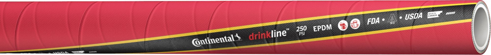 Food Hose: 1 1/2 in Hose Inside Dia., 250 psi, Red, 100 ft Hose Lg