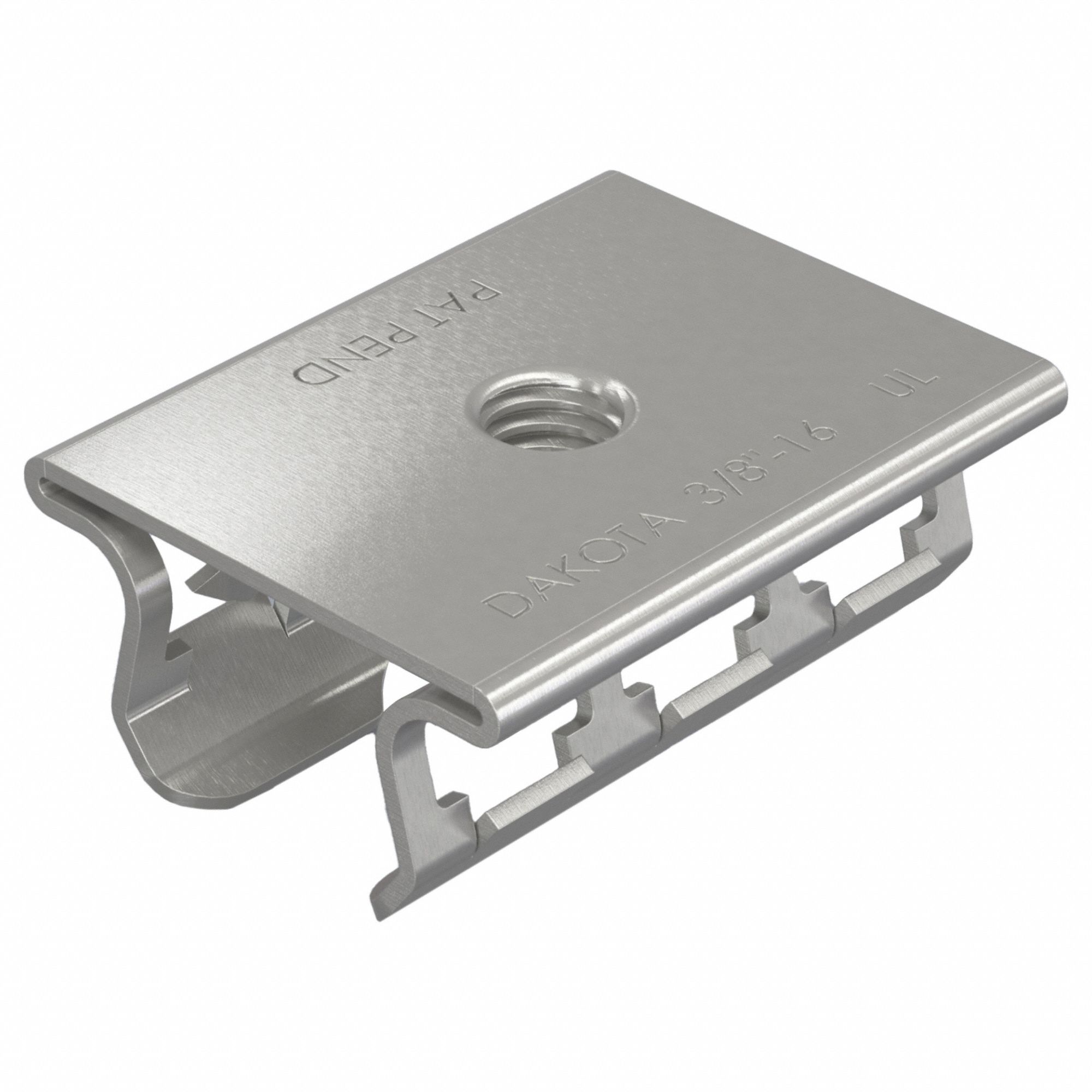 Threaded Receiver: 7/8 in x 13/16 in For Strut Channel Size, Spring Steel, Smart-Receiver