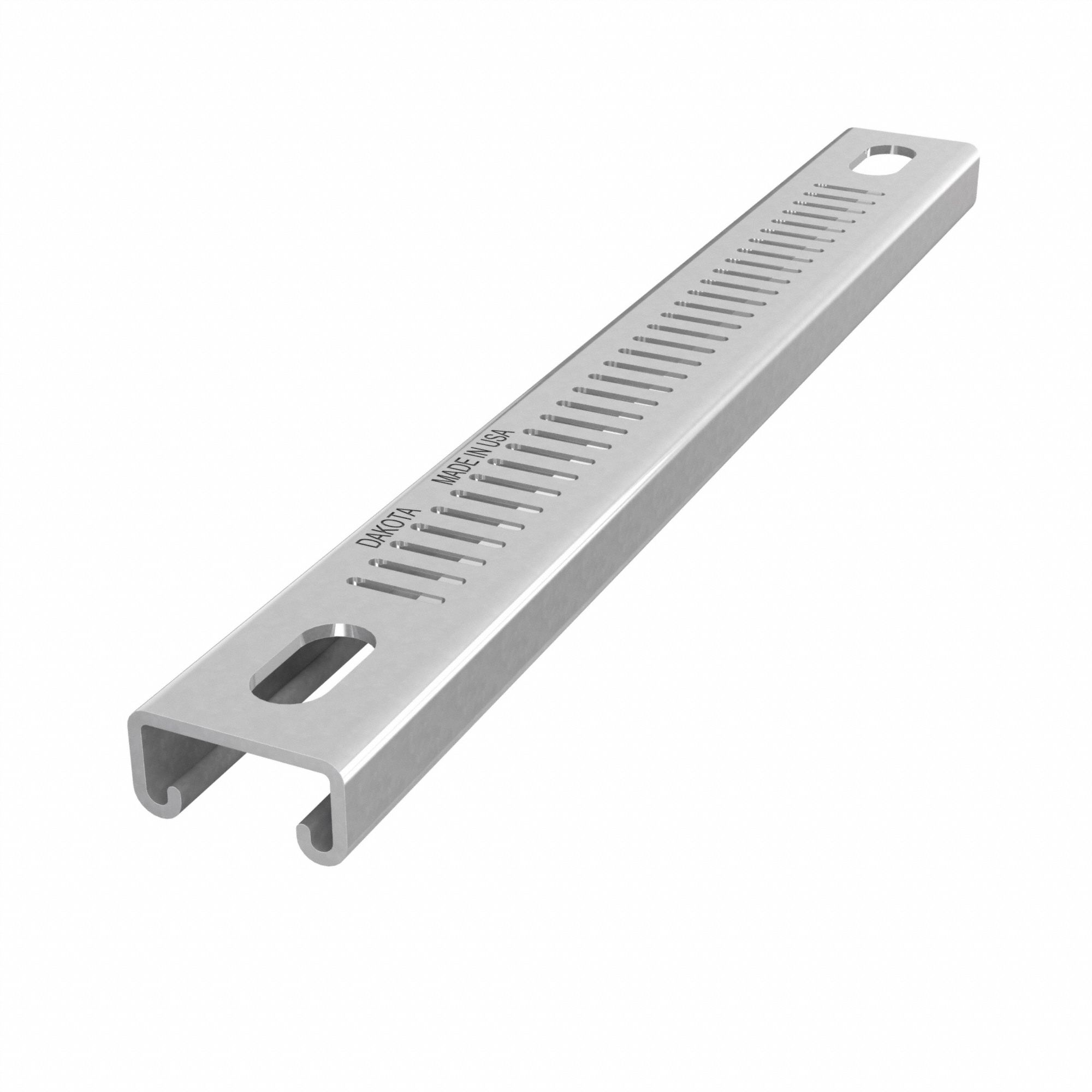 Strut Channel: Steel, Pre-Galvanized Zinc, 12 ga Gauge, Perforated Slot, 8 mm Slot Spacing