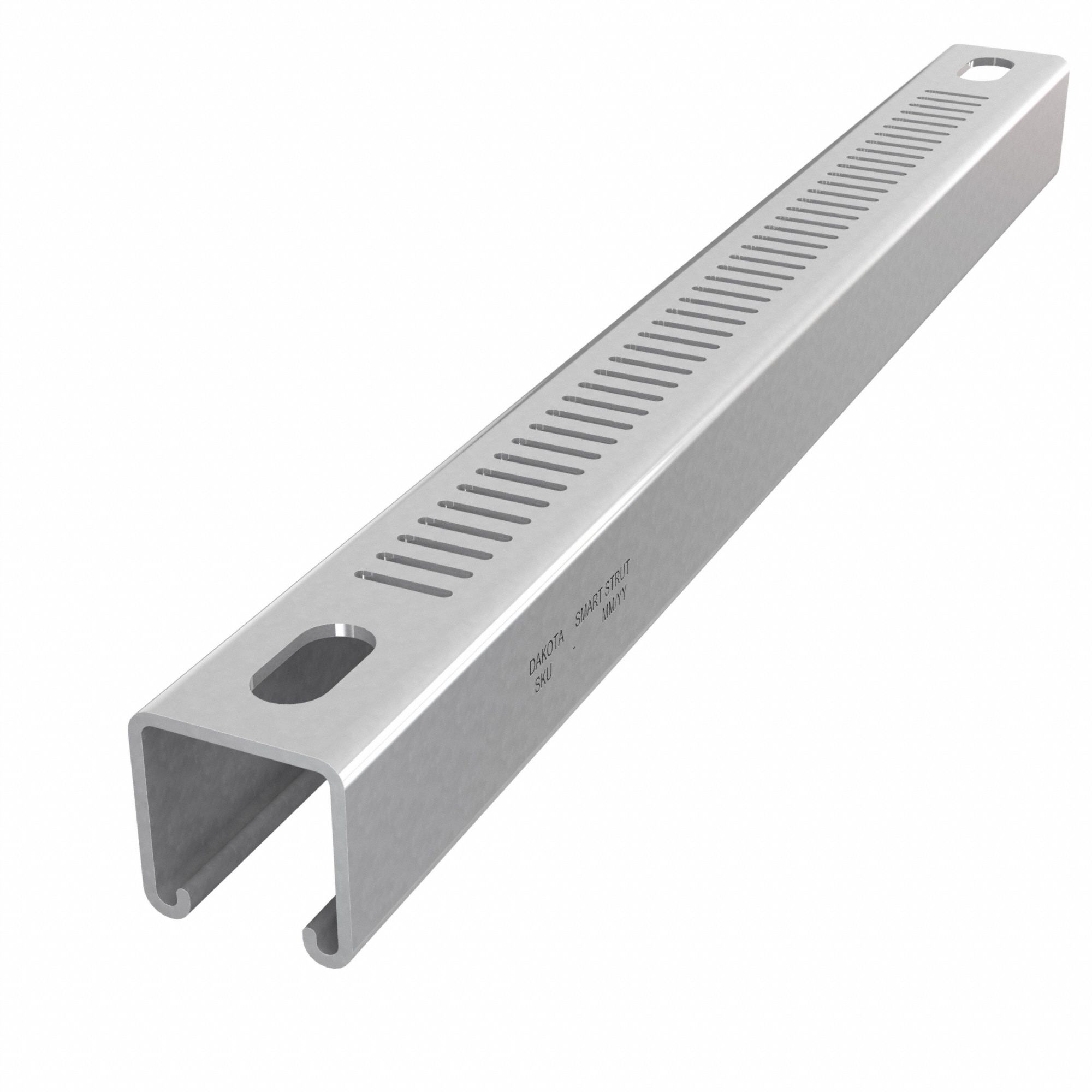 Strut Channel: Steel, Pre-Galvanized Zinc, 12 ga Gauge, Perforated Slot, 8 mm Slot Spacing