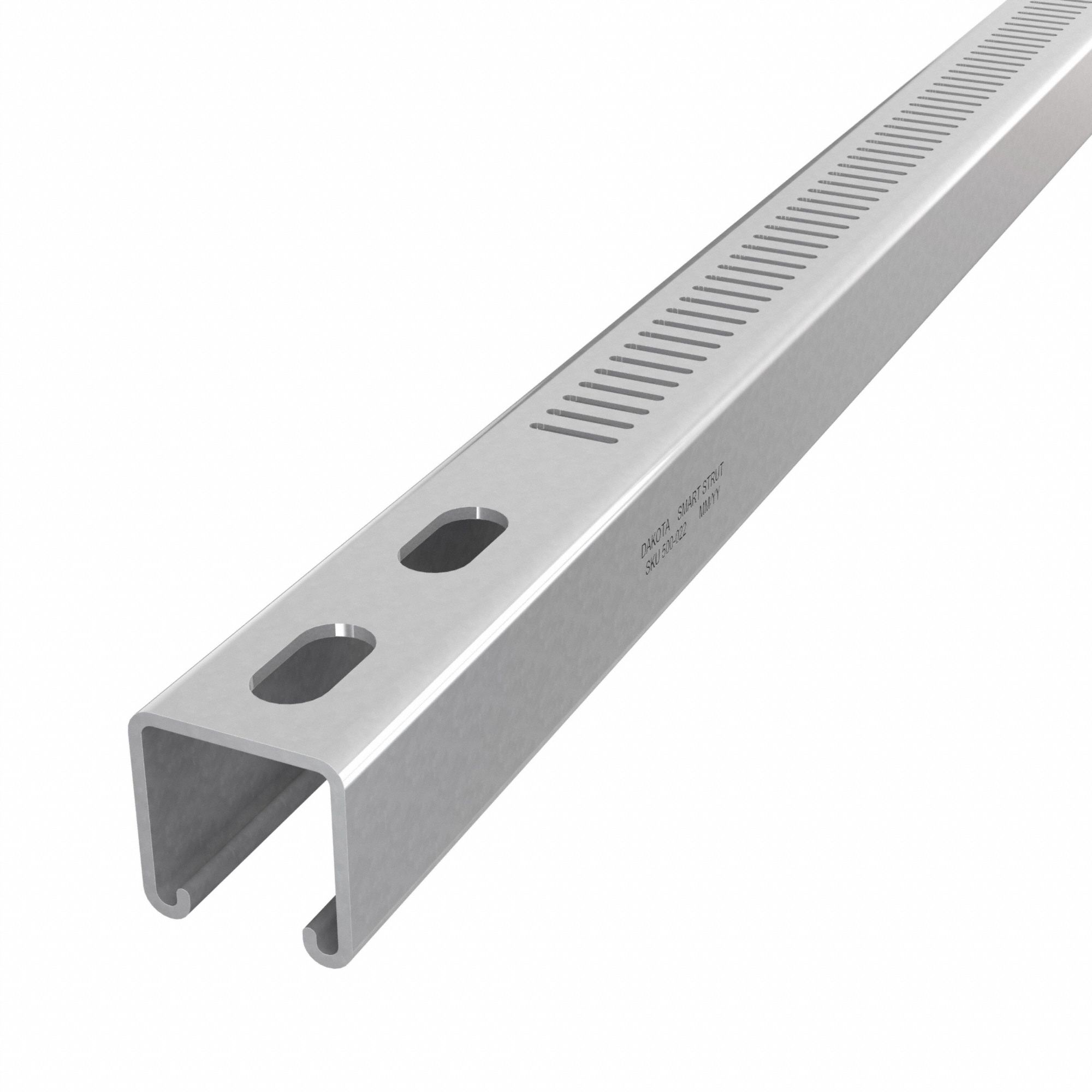 Strut Channel: Steel, Pre-Galvanized Zinc, 12 ga Gauge, Perforated Slot, 8 mm Slot Spacing