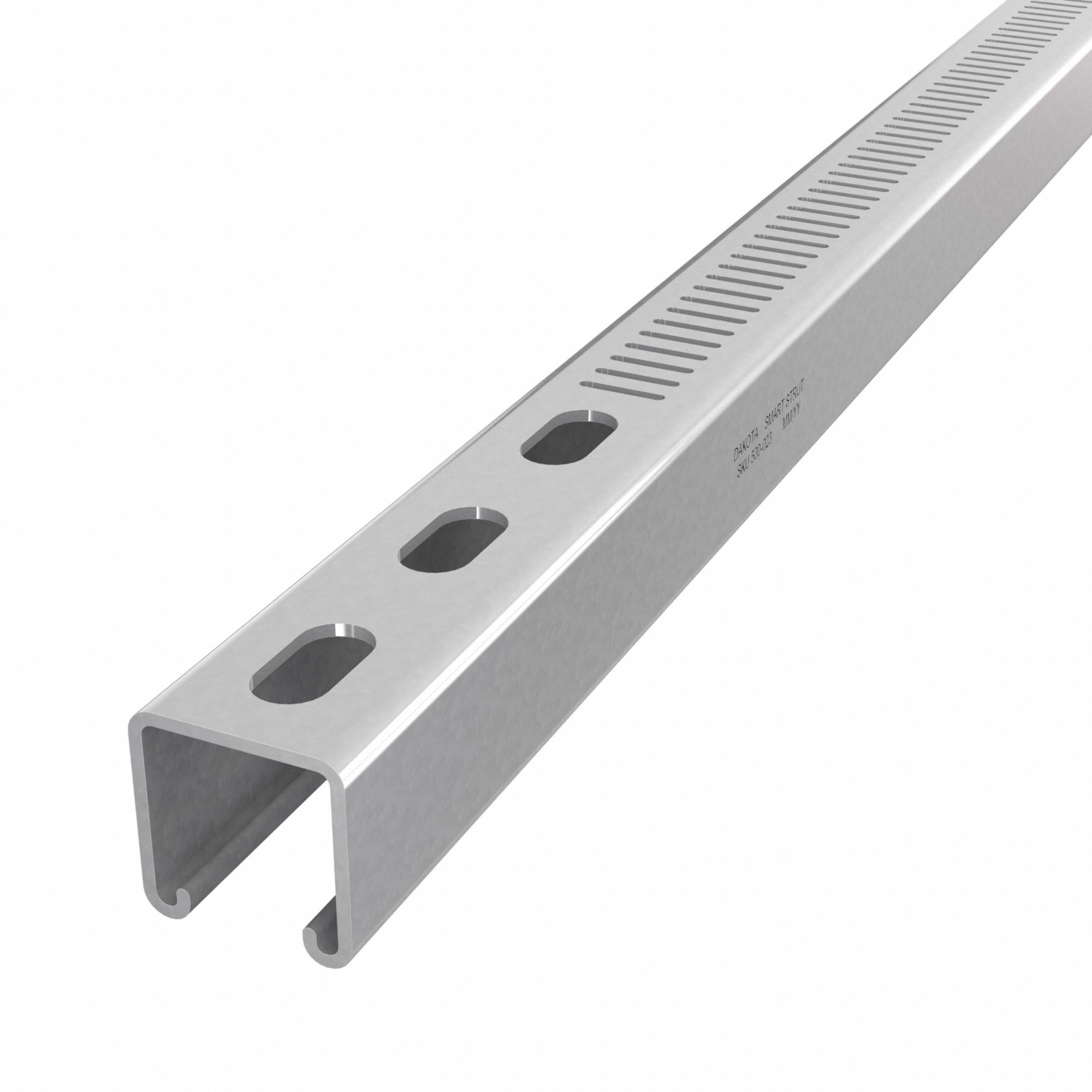 Strut Channel: Steel, Pre-Galvanized Zinc, 12 ga Gauge, Perforated Slot, 8 mm Slot Spacing