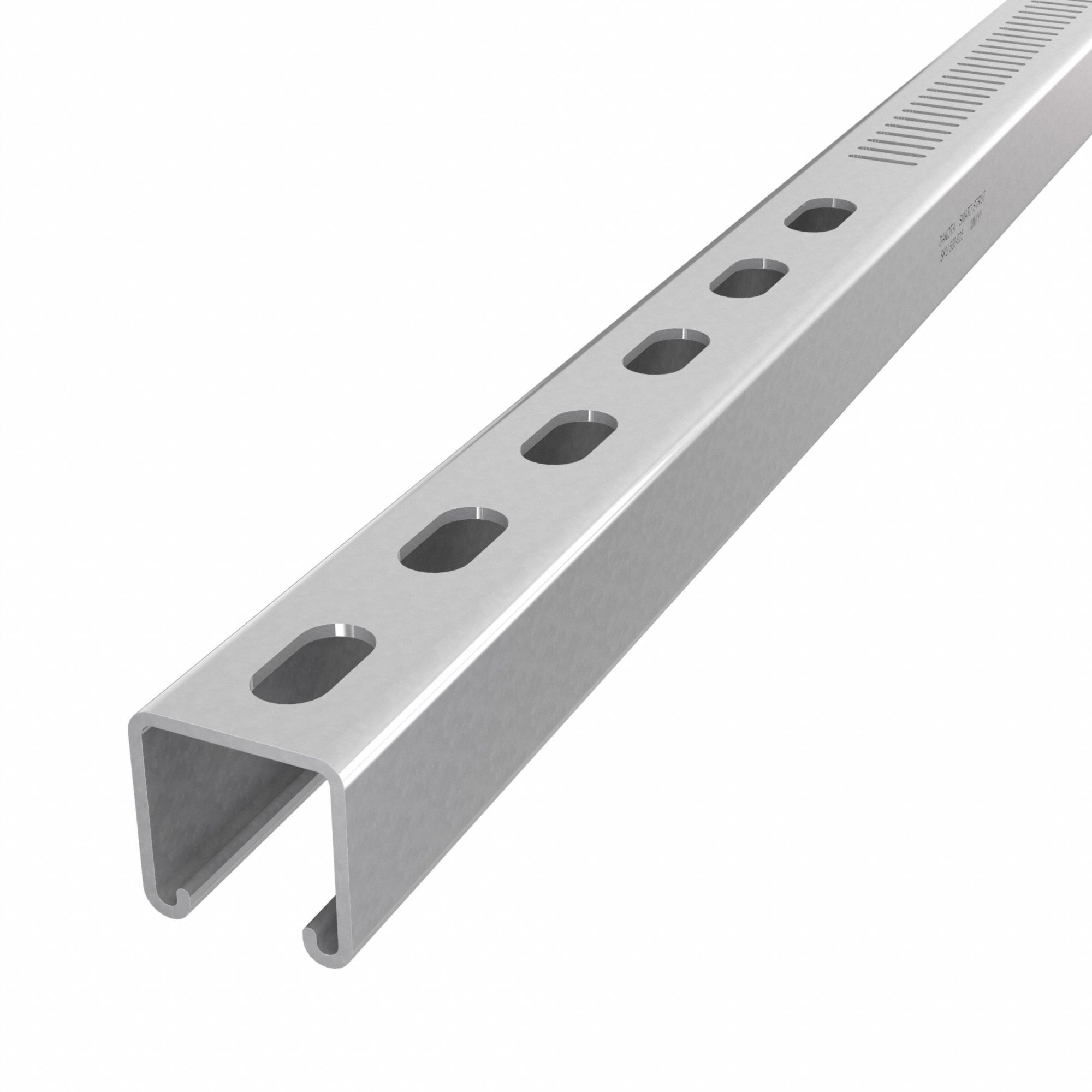 Strut Channel: Steel, Pre-Galvanized Zinc, 12 ga Gauge, Perforated Slot, 8 mm Slot Spacing