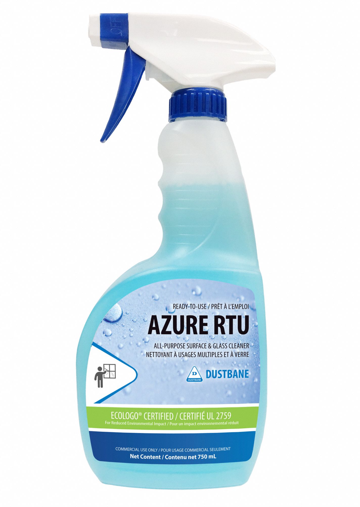 GLASS/SURFACE CLEANER, ALL PURPOSE, LIQUID, APE-FREE/NO VOC/NON-AMMONIATED, BLUE, 750 ML BOTTLE