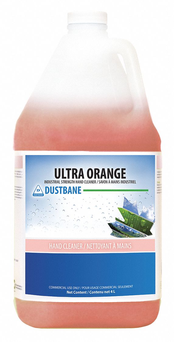 HAND CLEANER, LIQUID/PUMICE, INDUSTRIAL-STRENGTH, ORANGE SCENT, ORANGE, 4 L