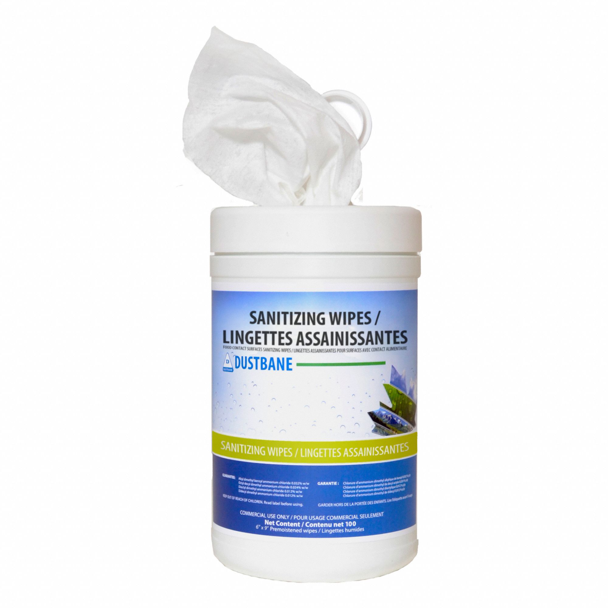 DISINFECTING/SANITIZING WIPES, WOOD/FOOD SURFACES, CANISTER, COLOURLESS, 6 X 9 IN, 100 CT CANISTER