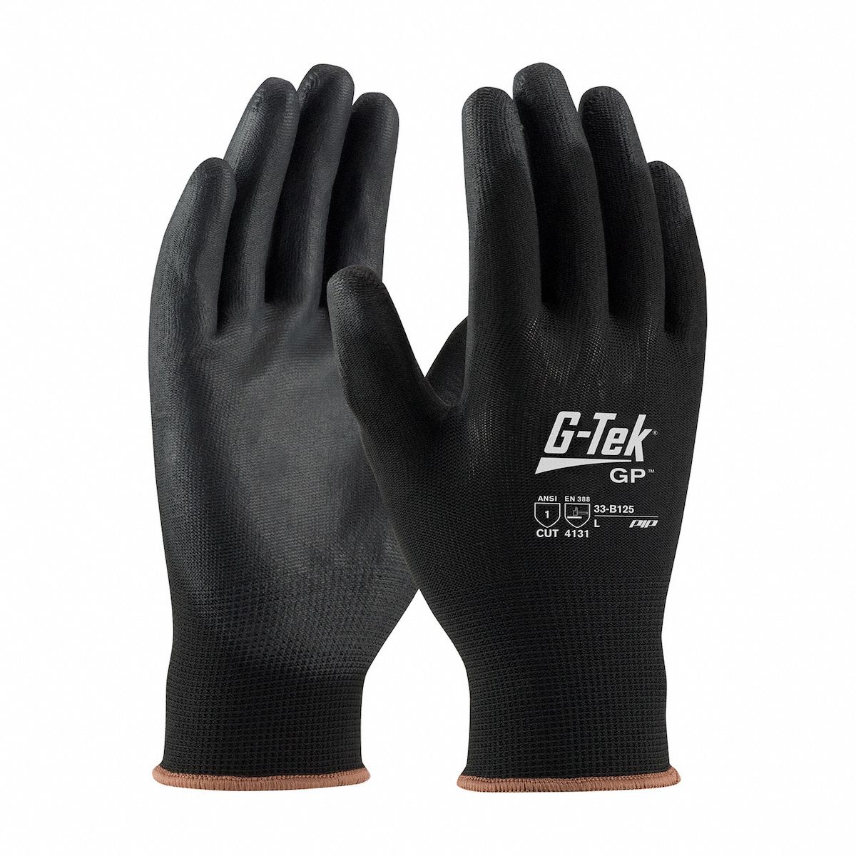 KNIT GLOVES, SEAMLESS, FULL FINGER, 13-GAUGE, SZ X-LARGE/10, BLACK, NYLON, PR