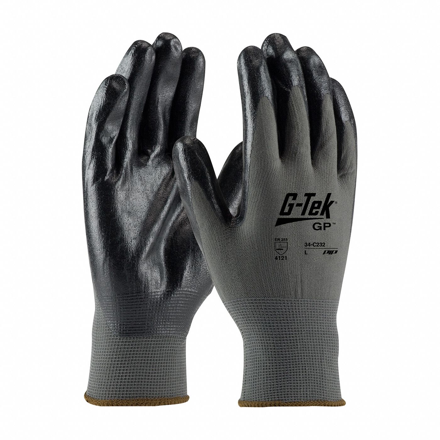GANTS EN TRICOT, S/ COUTURE, DOIGT COMPLET, CALIBRE 13, TAILLE G/9, GRIS, NYLON, PR