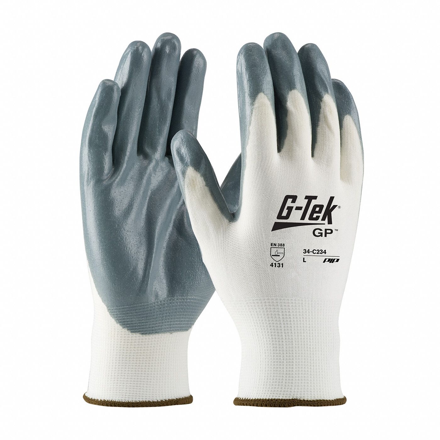 GANTS EN TRICOT, S/ COUTURE, DOIGT COMPLET, CALIBRE 13, TAILLE T-GRAND/10, BLANC, NYLON, PR