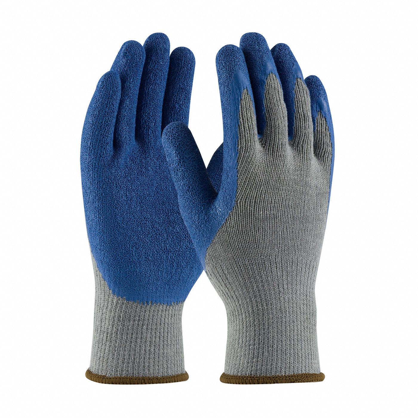 GANTS EN TRICOT, S/ COUTURE, DOIGT COMPLET, CALIBRE 10, TAILLE G/9, BLEU/GRIS, COTON/POLYESTER, PR