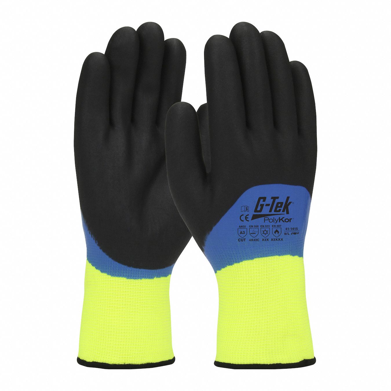 G-TEK POLYKOR GANTS ENDUITS,JAUNE,G,ACRYLIQUE,ANSI/ISEA COUPURE A3,15GA,NITRILE