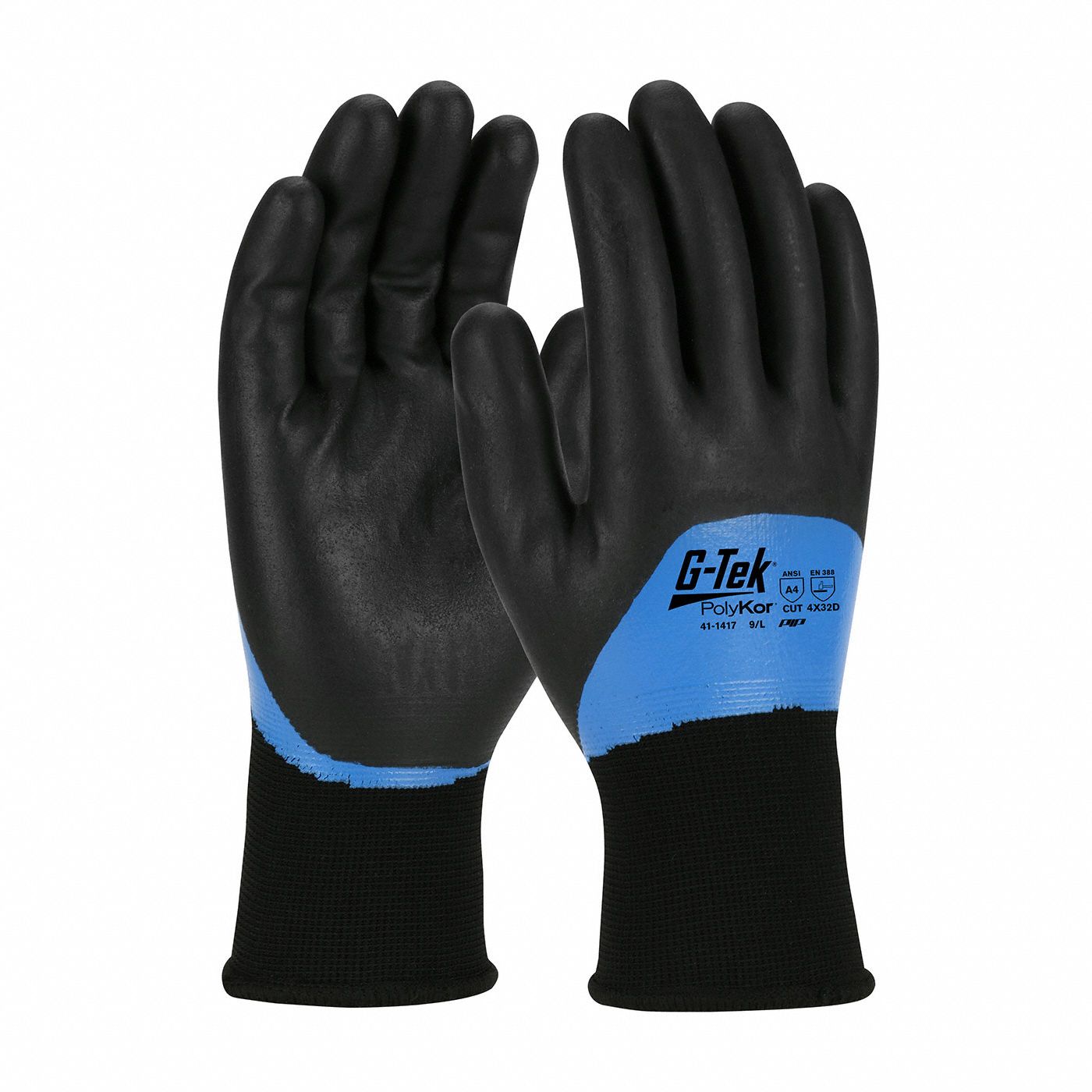 G-TEK POLYKOR GANTS ENDUITS, NOIR, 2TG, ACRYLIQUE, ANSI/ISEA COUPURE A4, 15GA, MOUSSE NITRILE