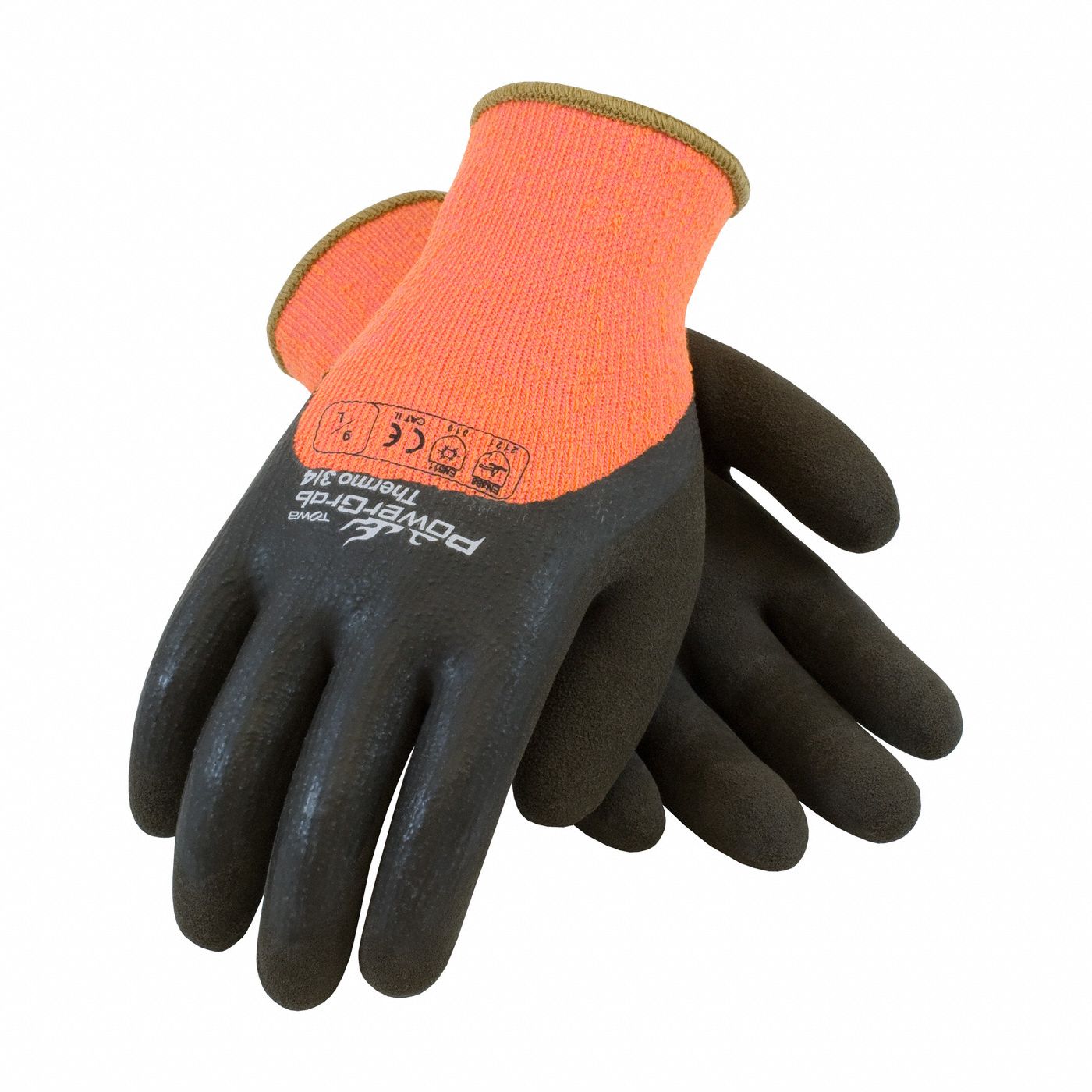 POWERGRABTHERMO 3/4 GANTS ENDUITS,ORANGE,M,ACRYLIQUE,ANSI/ISEA COUPURES A2,10GA,LATEX