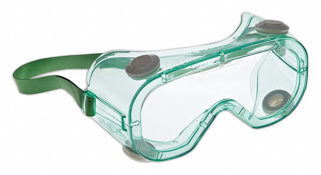 LUNETTES DE PROTECTION À VENTIL. INDIRECTE, POLYCARBONATE, ANTIBUÉE, ANTIRAYURES, ANTISTATIQUE, VERT/ TRNSP, CSA