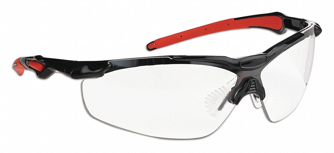 LUNETTES SEC DEMI-MONTURE UNISEXES, TRAD, CSA/ANSI, VERRES TRANSPARENTS A/MONTURE ROUGE/NOIRE, PC