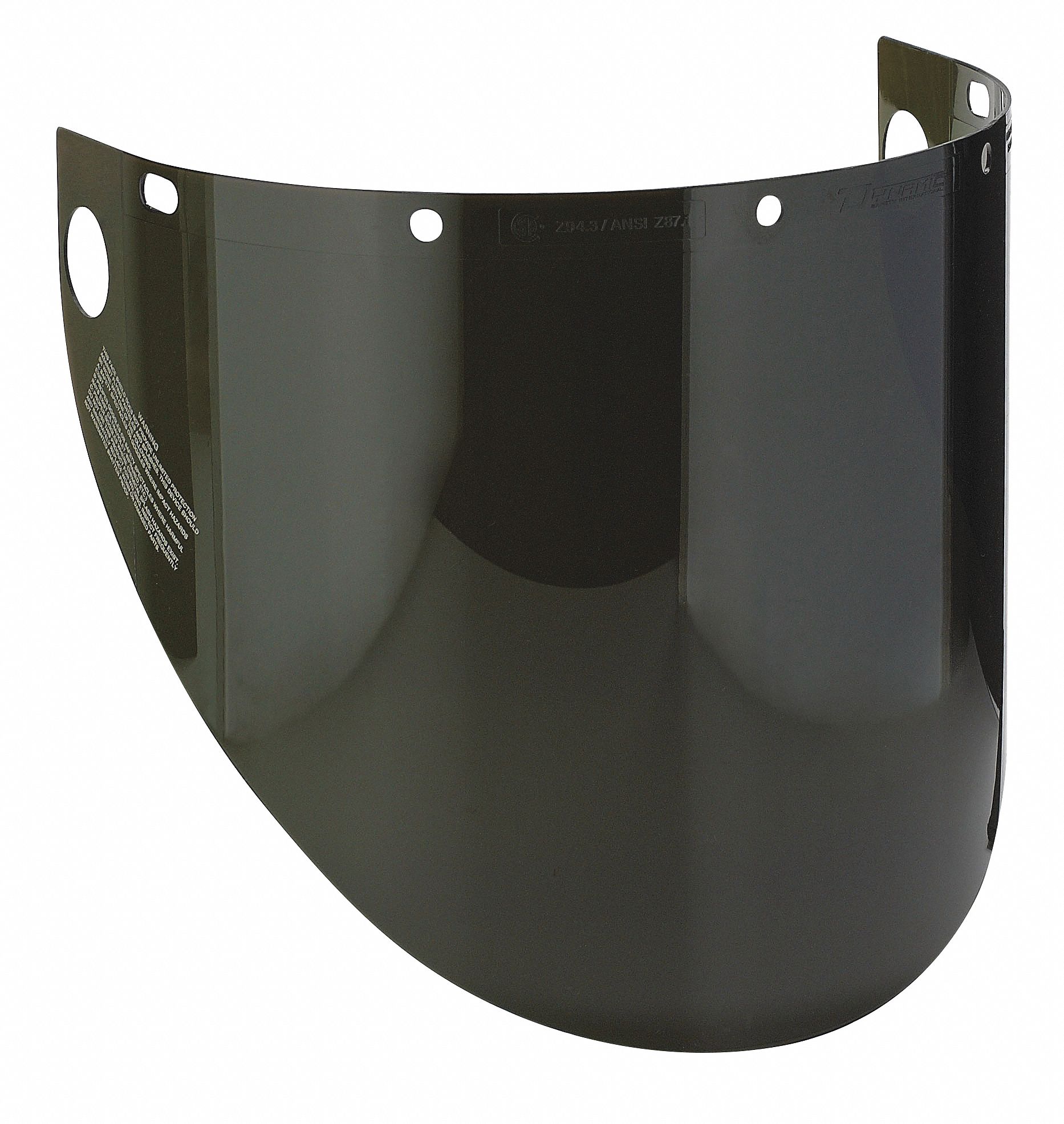 SAFETY VISOR, MOLDED, GREEN, PC, 20 X 9½ X 0.06 IN, FOR USE WITH HEADGEAR/HARD HATS