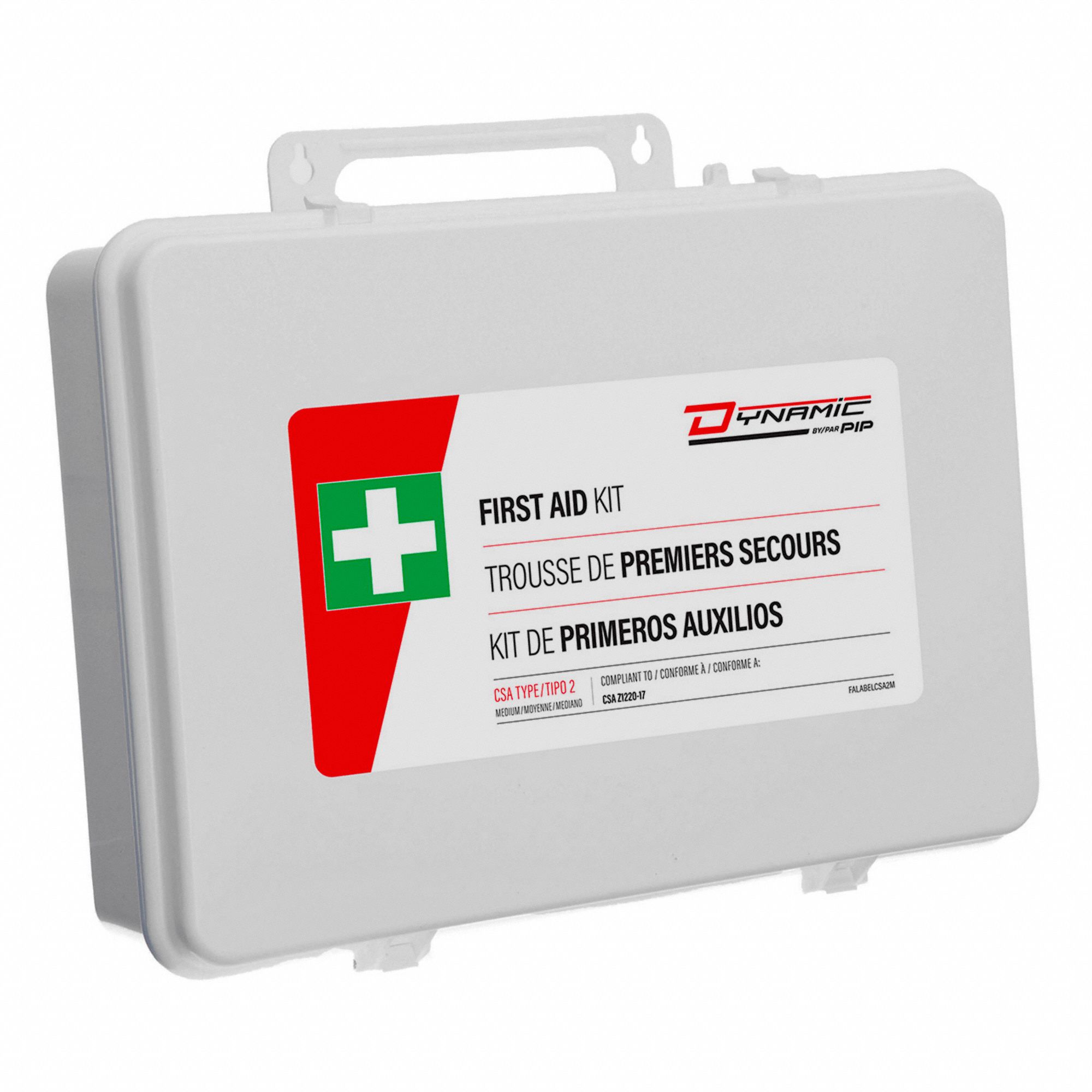 FIRST AID KIT,PLASTIC,WHITE,CSA Z1220-17