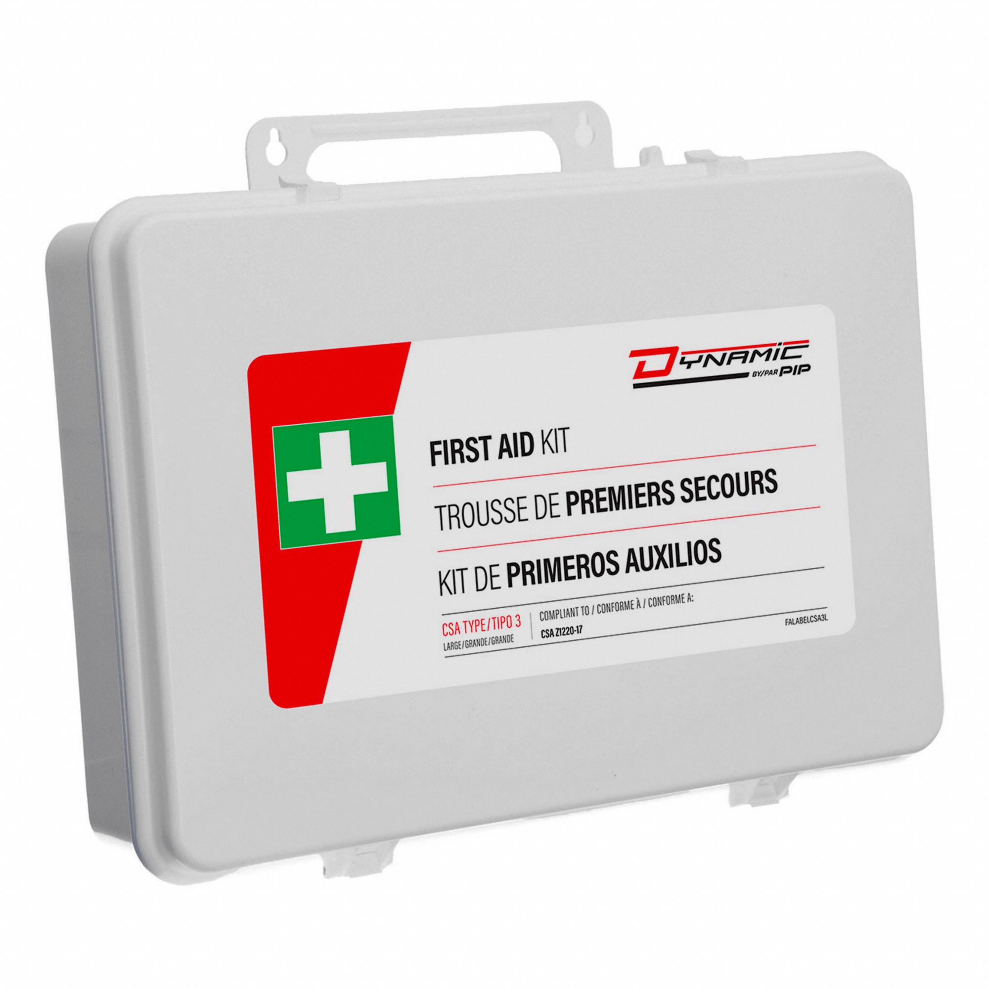 FIRST AID KIT,PLASTIC,WHITE,CSA Z1220-17