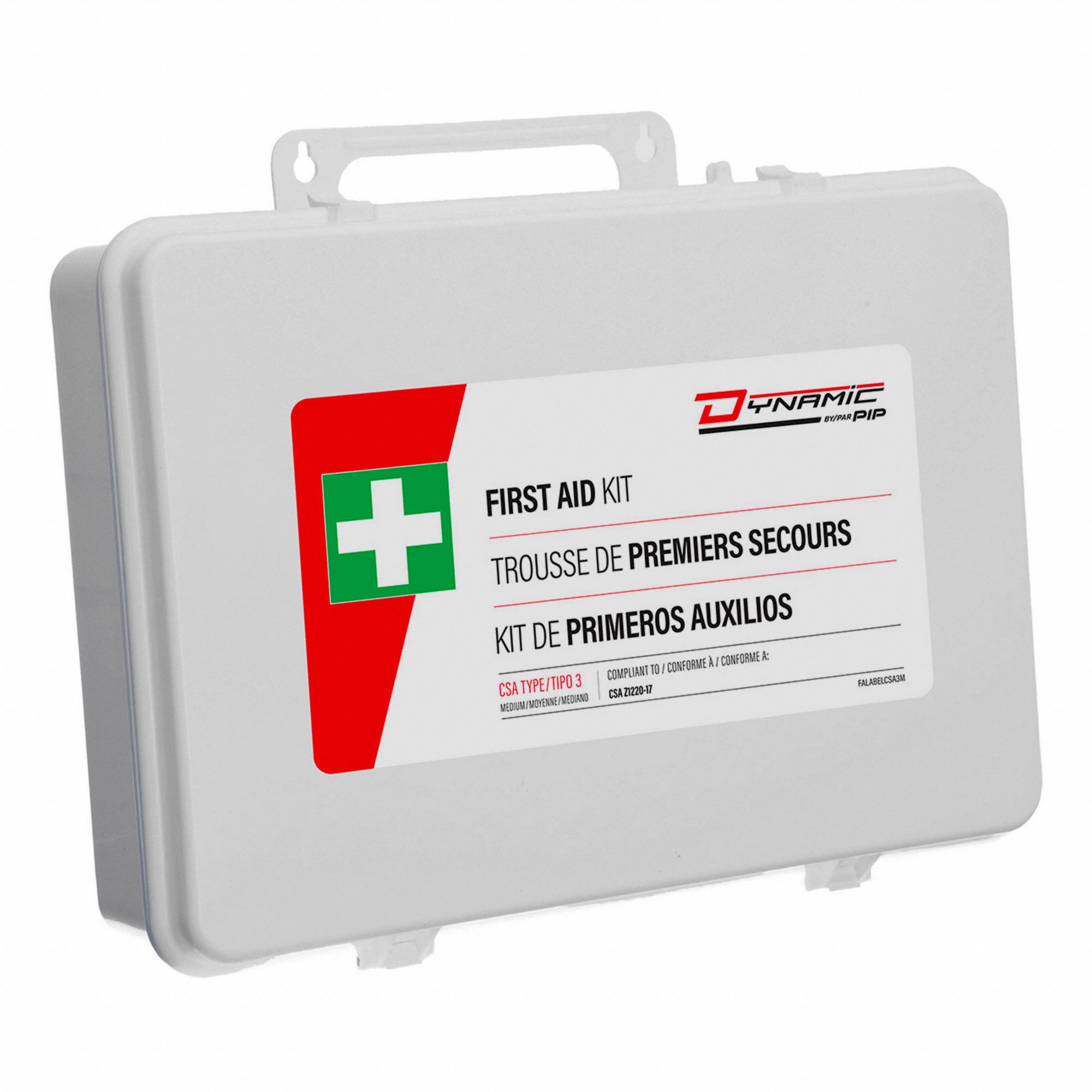 FIRST AID KIT,PLASTIC,WHITE,CSA Z1220-17