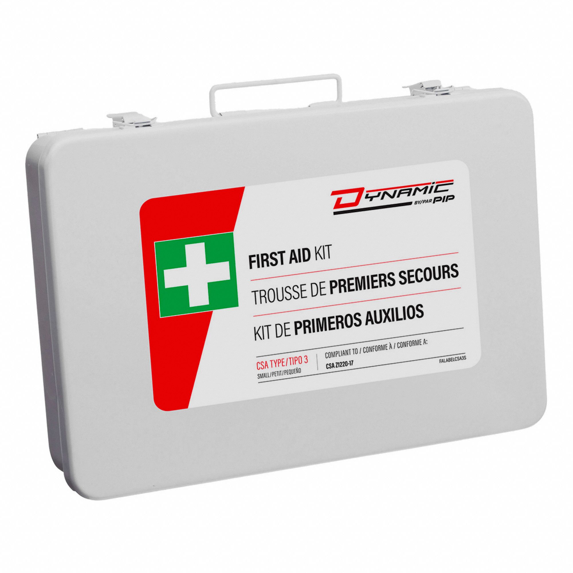 FIRST AID KIT,METAL,WHITE,CSA Z1220-17